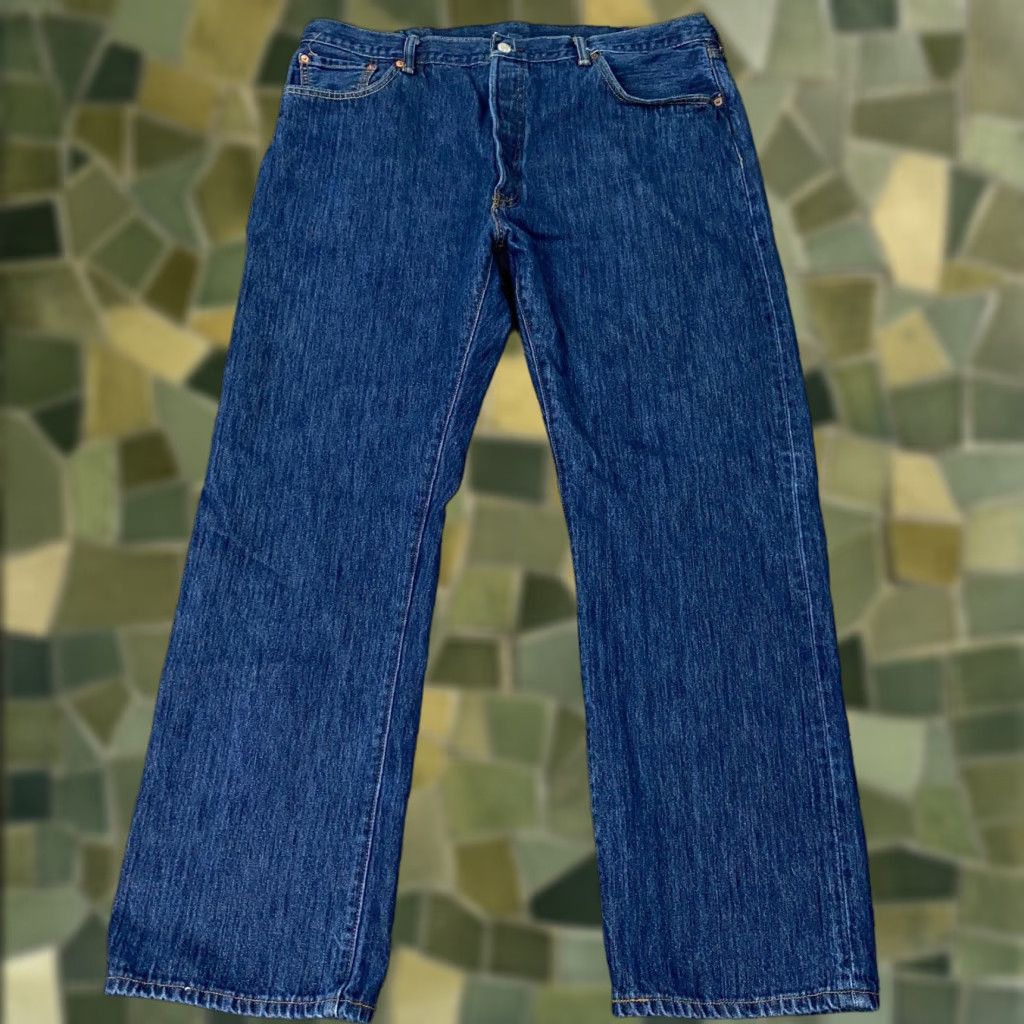 Levi's Levi's 501 Jeans Mens 42x32 Dark Blue Straight Denim Regular Fit 5-Pocket Distressed Size US 42 / EU 58 - 1 Thumbnail