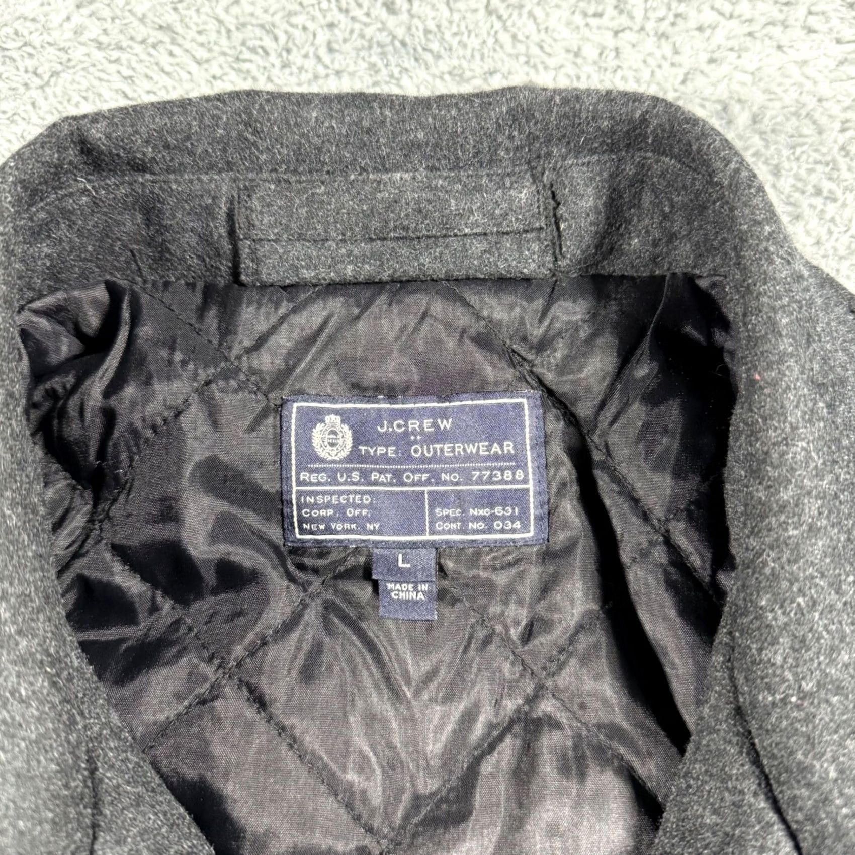 J.Crew J.Crew Wool Blend City Jacket Mens Large Charcoal Full Zip Quilted Lined Heavy Size US L / EU 52-54 / 3 - 4 Thumbnail