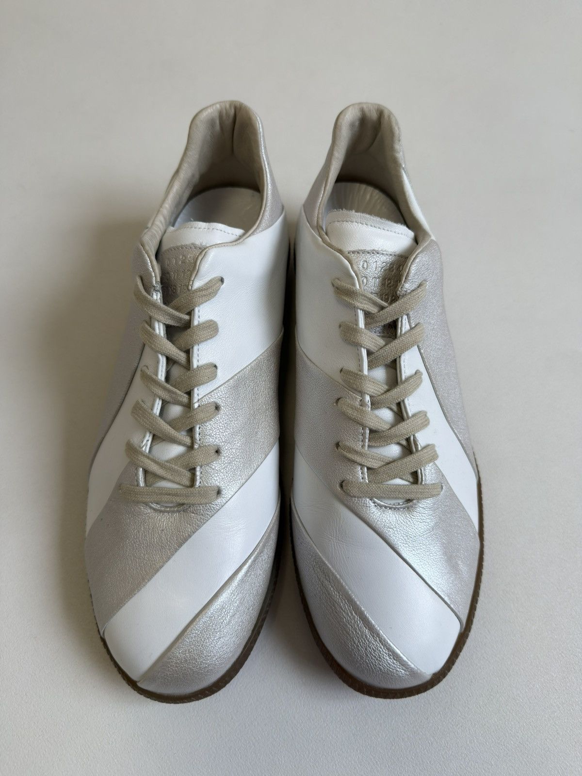 Maison Margiela S/S 10 Silver/White Striped GAT Sneakers Size US 9 / EU 42 - 9 Thumbnail