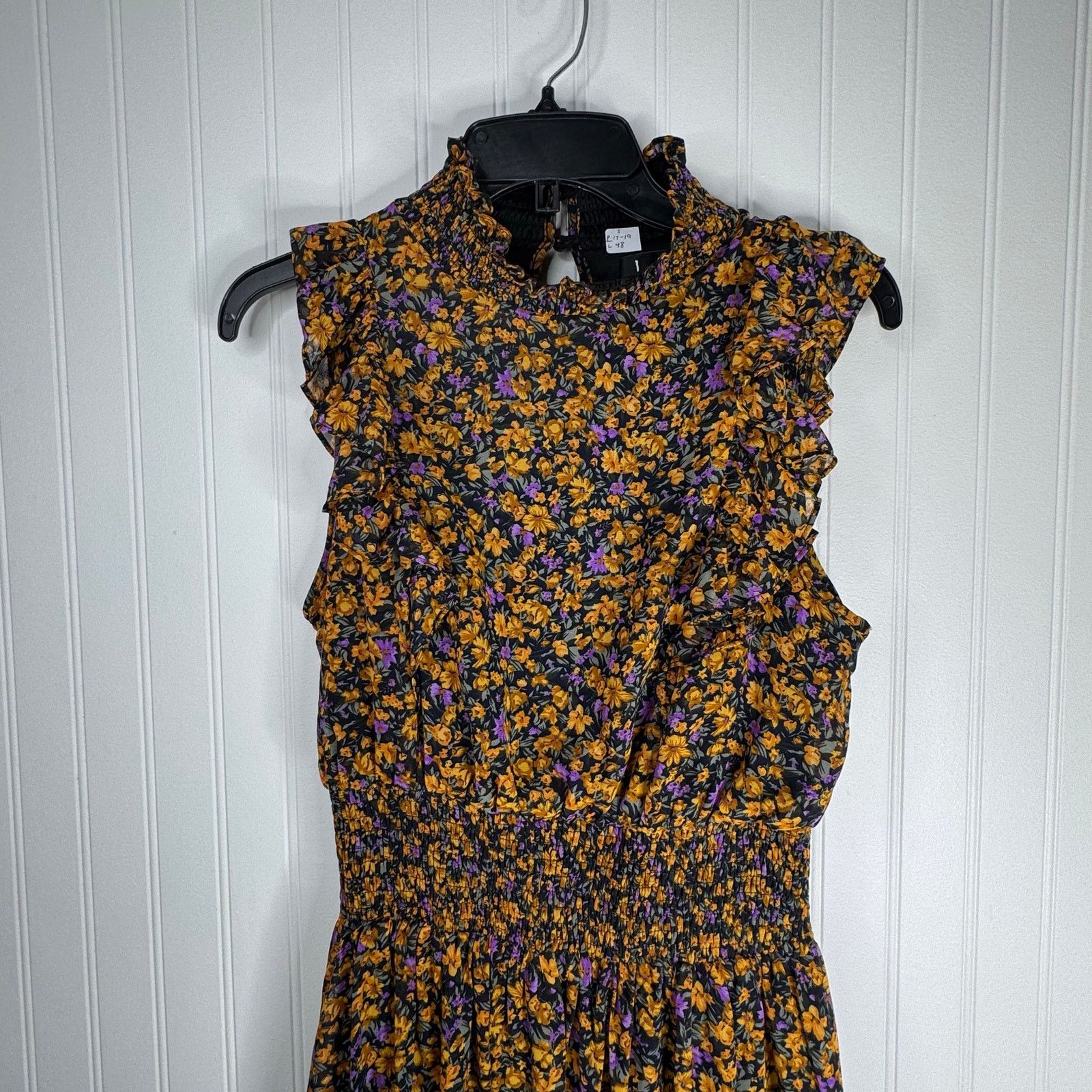Other Lulus Evalina Mustard Floral Print Mock Neck Midi Dress Size S / US 4 / IT 40 - 10 Thumbnail