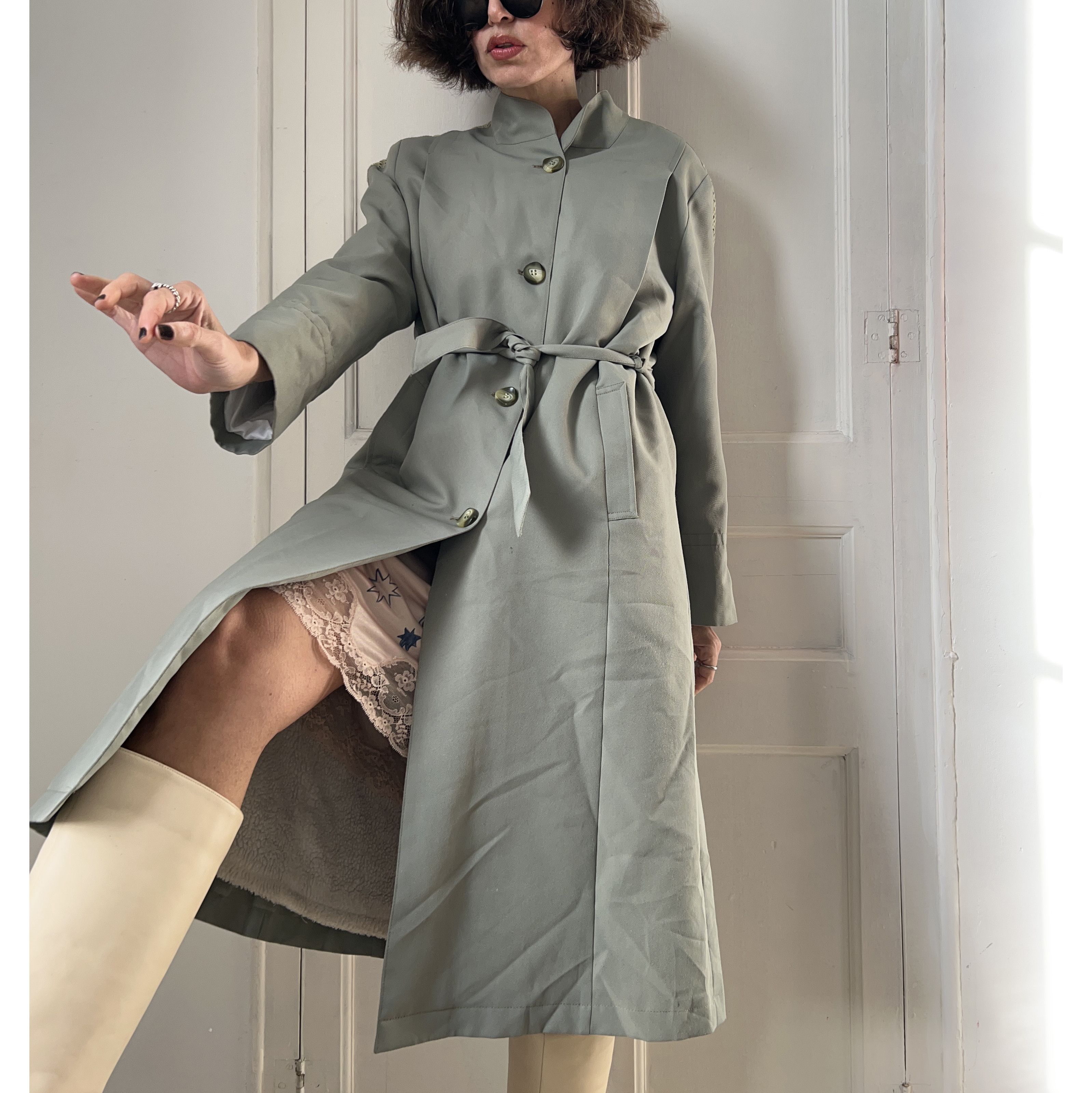 Vintage Vintage 70s Sage Green Sherpa Lined Coat Size M / US 6-8 / IT 42-44 - 7 Thumbnail
