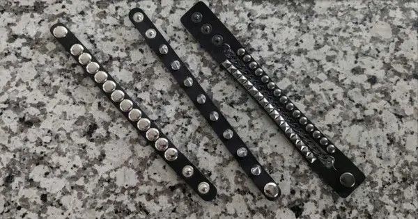 VIBE Leather Cuff Bracelet Metal Studded Wristband Size ONE SIZE - 4 Thumbnail