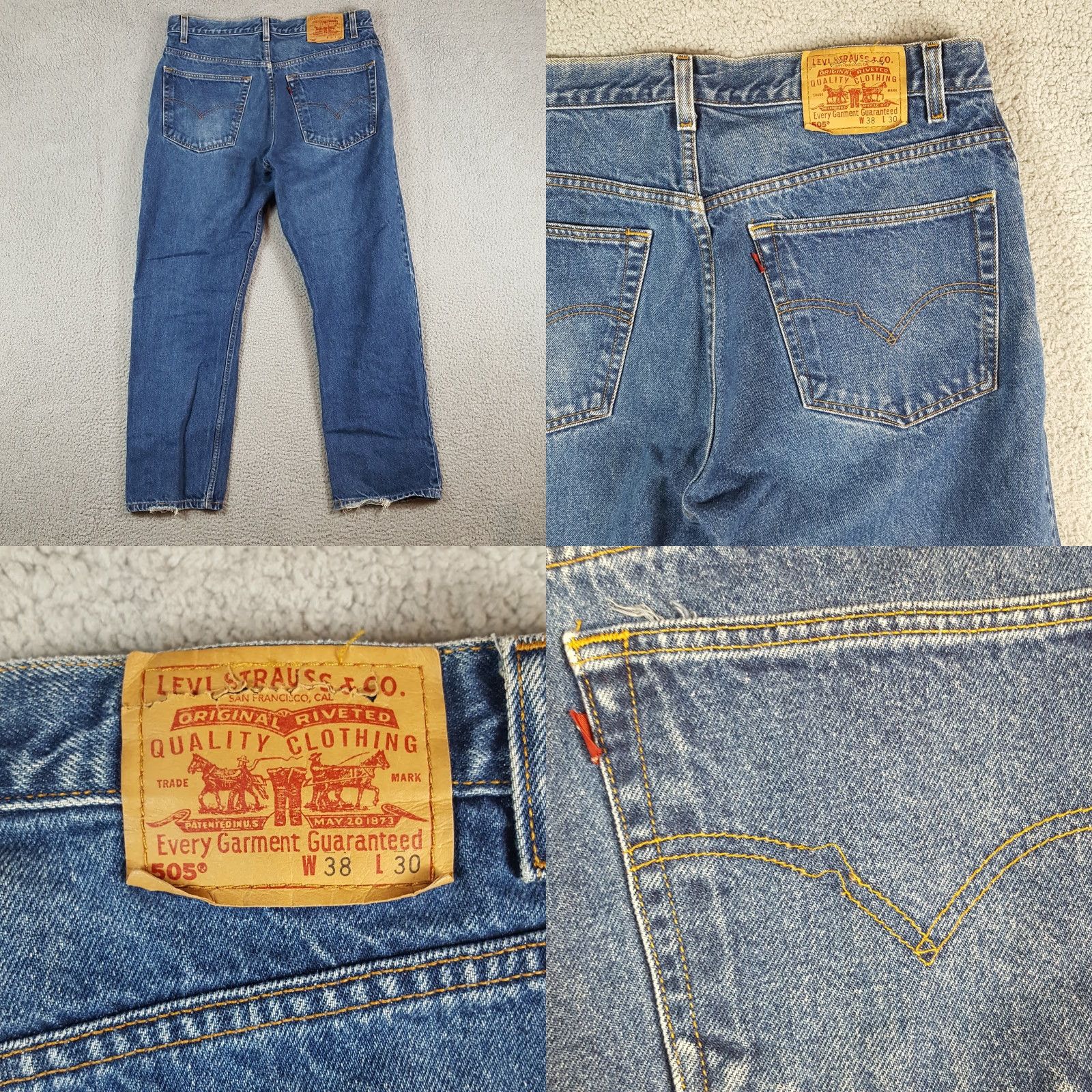 Levi's VINTAGE Levi's 505 Jeans 38x30 Straight Denim Blue 90s Western Cowboy Mens Size US 38 / EU 54 - 8 Thumbnail
