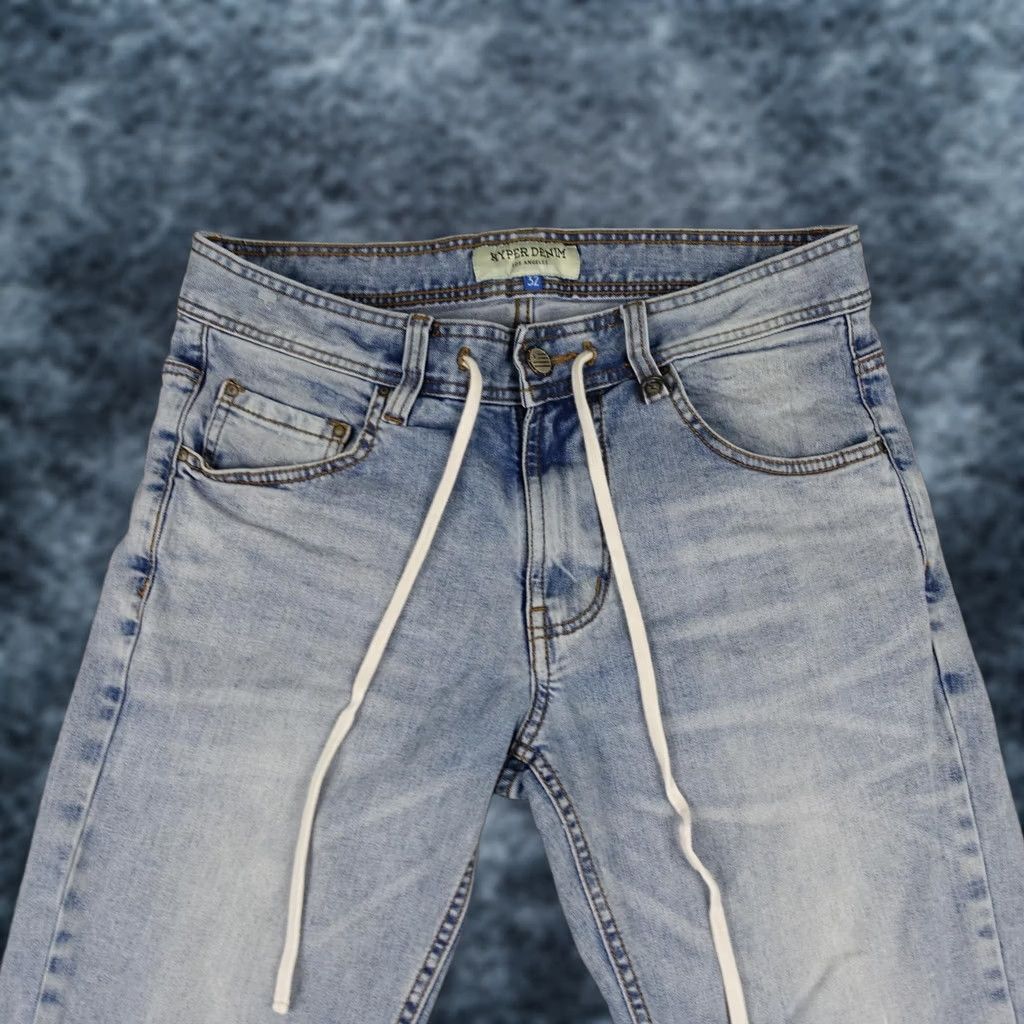 Denime Hyper Denim Jeans Mens 32 Skinny Stretch Ankle Zip Paint Splatter Light Blue Denim Size US 32 / EU 48 - 1 Thumbnail