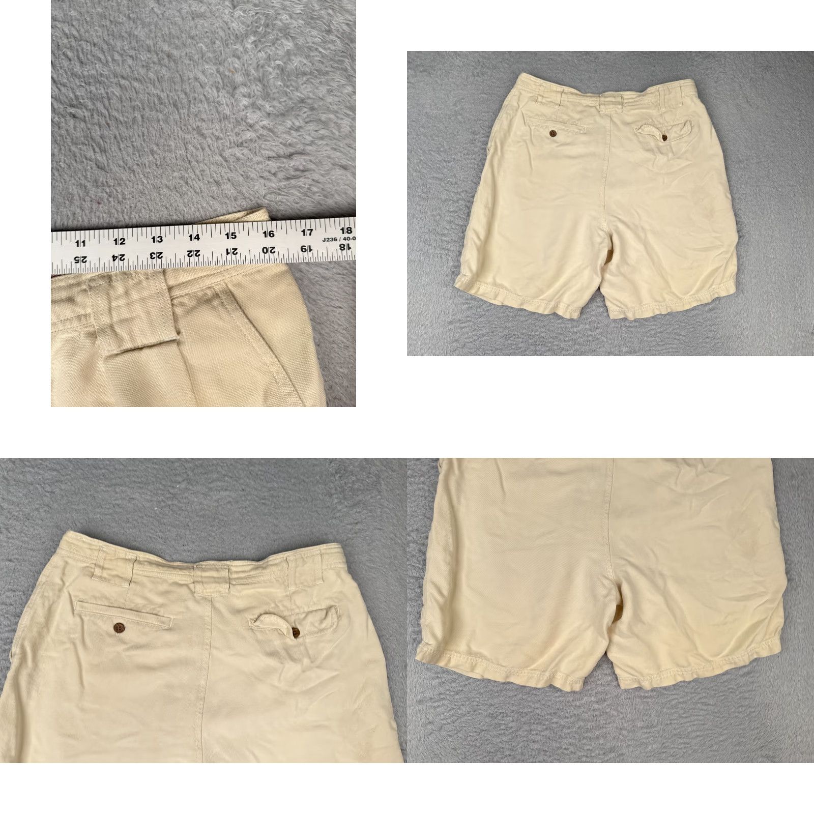 Tommy Bahama VINTAGE not applicable here; restructure: Tommy Bahama Shorts Men Beige Silk Pleated 33x9 Chino Relaxed Solid Aloha Beach 33 9 in inseam 10 in Size US 33 - 9 Thumbnail