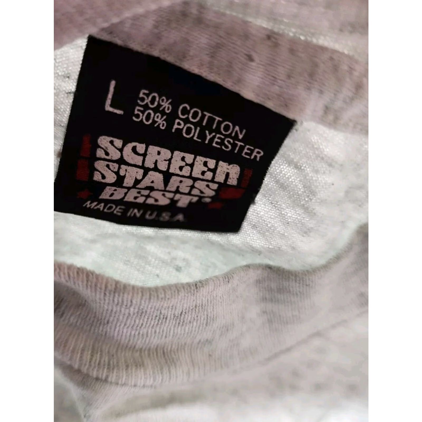 Vintage VINTAGE Screen Stars T-Shirt Crew Neck Short Sleeve Gray 50/50 Cotton/Polyester L Mens Bloodhounds School 80s 90s Limited Edition Double Side Size US L / EU 52-54 / 3 - 5 Thumbnail