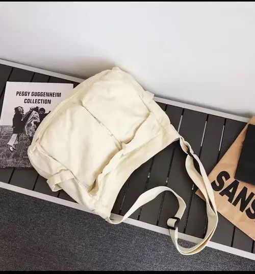 Handmade Simple Cool Many Pockets Canvas Shoulder Bag🔥🔥🔥 Size ONE SIZE - 2 Thumbnail