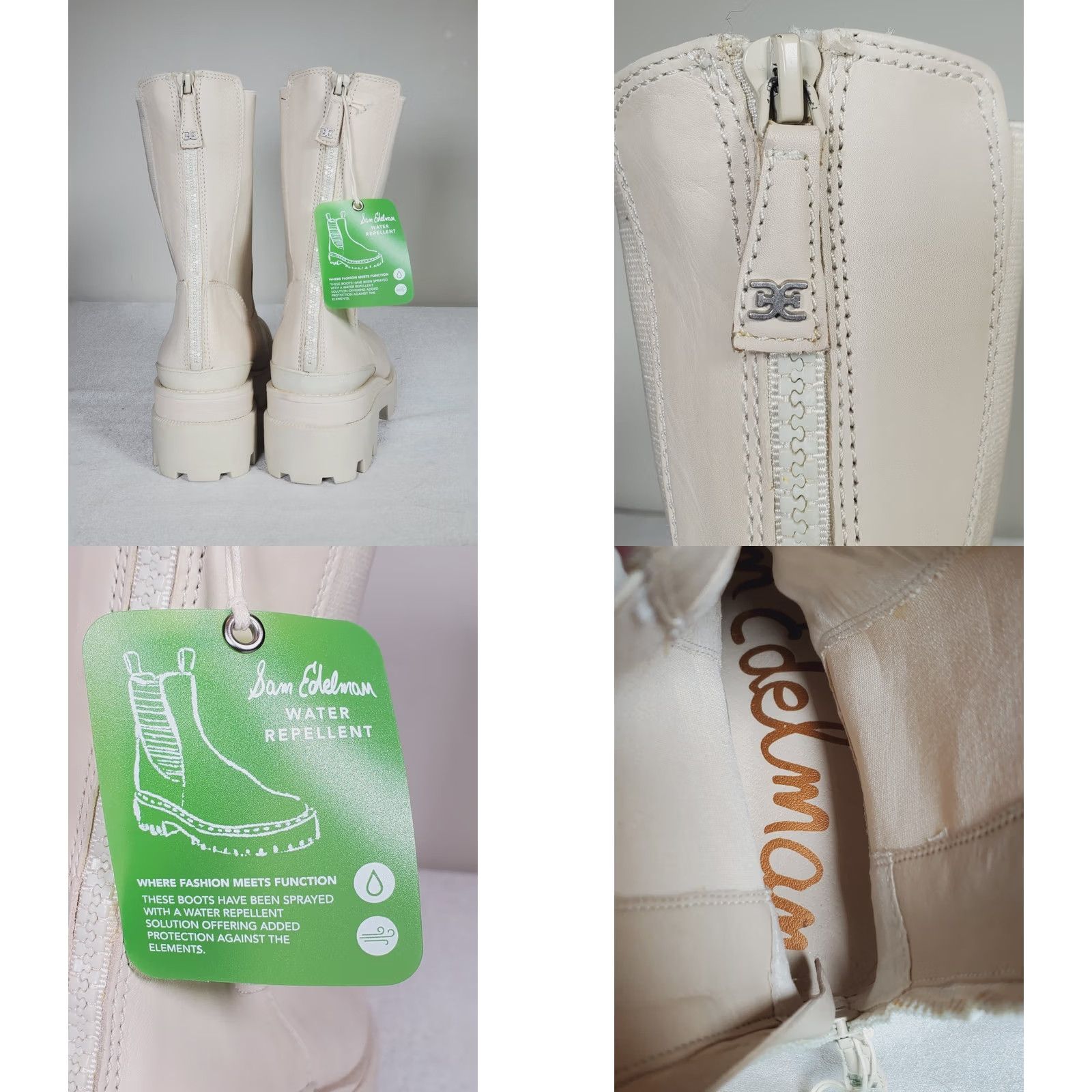 Sam Edelman Sam Edelman Genia Lug Sole Chelsea Boots Ivory Leather Back Zip Women's US 9.5 M Size US 10 / IT 40 - 8 Thumbnail