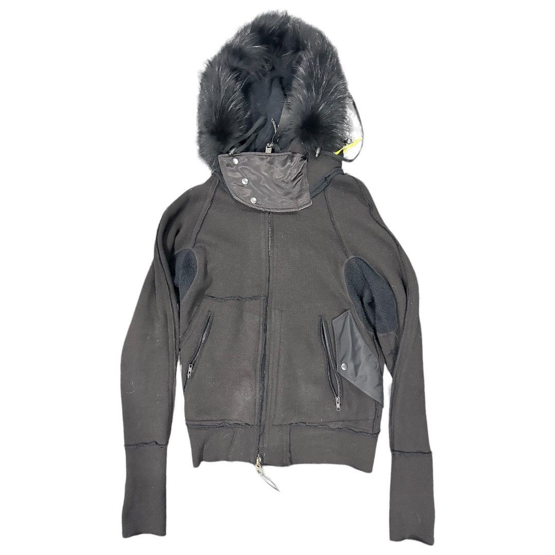 Pre-owned Le Grande Bleu L G B L.g.b Fur Hoodie In Black
