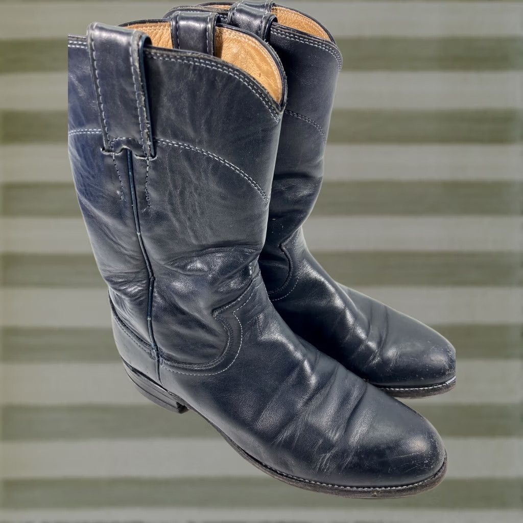 Justin Boots Justin Roper Boots Women Size 6 B Navy Blue Leather Western Rodeo Style 3057 Size US 6 / IT 36 - 1 Thumbnail