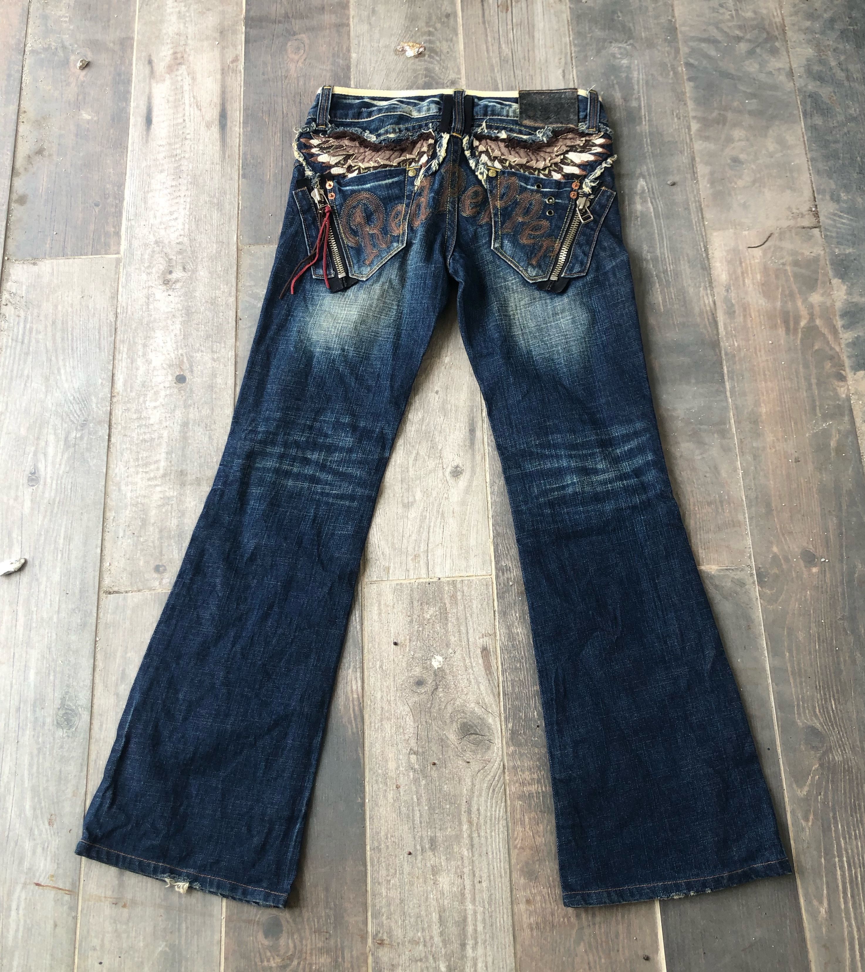 Japanese Brand 🔥Red Pepper Embroidery Flare Jeans🔥 Size US 30 / EU 46 - 1 Thumbnail