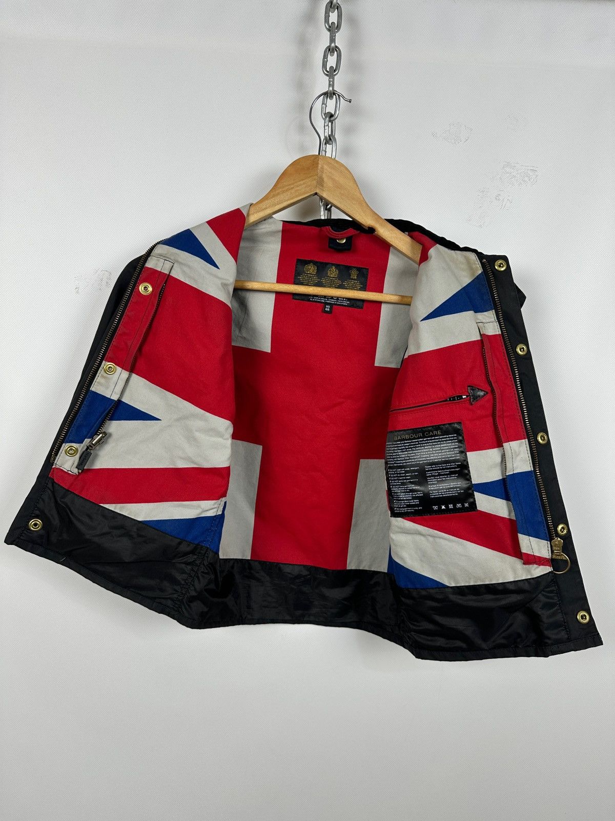Barbour Kids Barbour Union Jack International Black Waxed Jacket Size US XXS / EU 40 - 4 Thumbnail