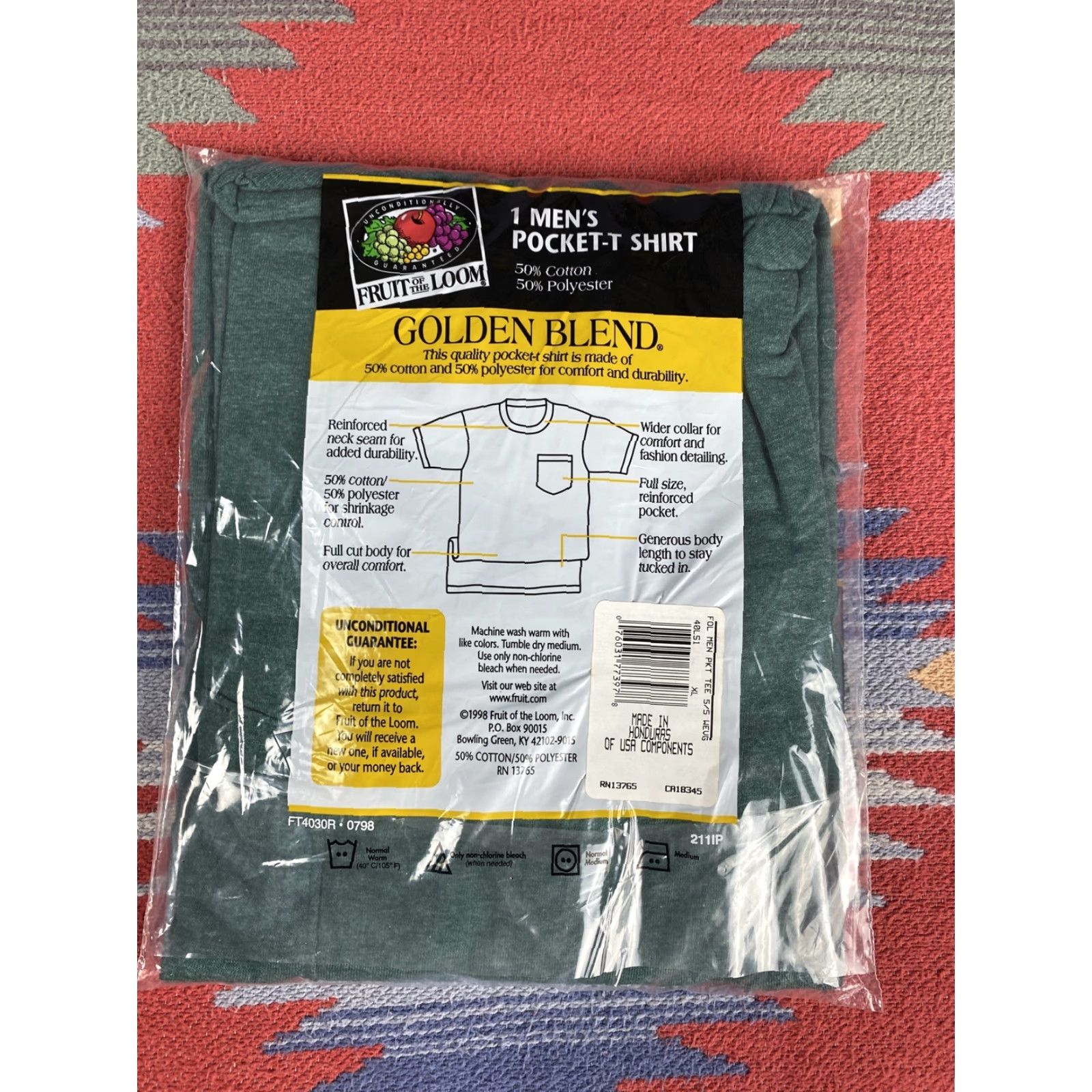 Fruit Of The Loom VINTAGE Fruit of the Loom NOS 50/50 Pocket T Shirt Green Mens XL Size US XL / EU 56 / 4 - 2 Thumbnail