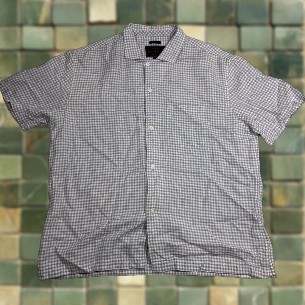 Jos. A. Bank Jos. A. Bank Reserve Button-Up Short Sleeve Linen Blend Checkered Purple XL Men Regular Shirt Purple Size US 36 / EU 52 - 1 Thumbnail