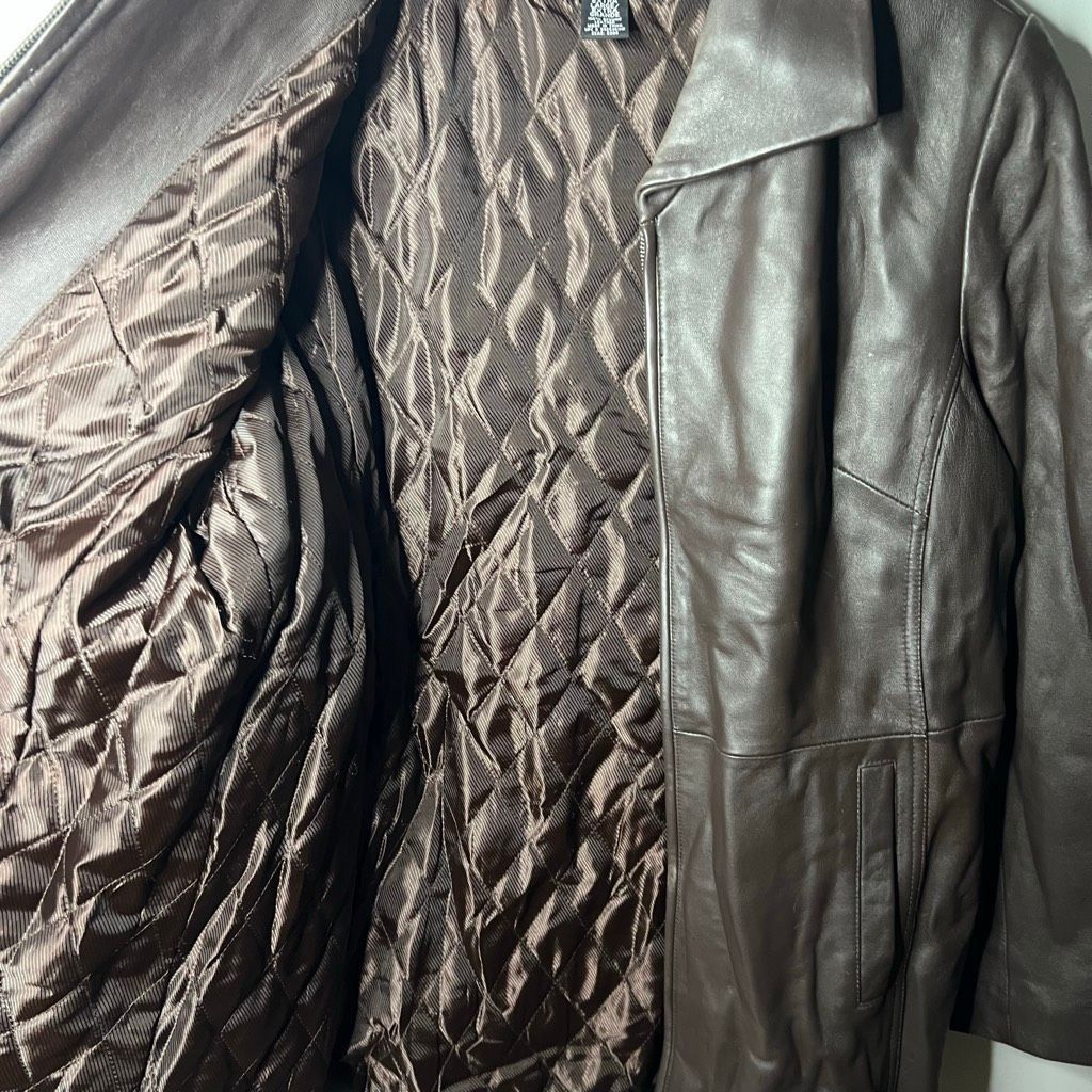 Vintage Jaclyn Smith, Y2K Long Jacket Dark Brown Genuine Leather Coat, Women’s X-Large Size XL / US 12-14 / IT 48-50 - 7 Thumbnail