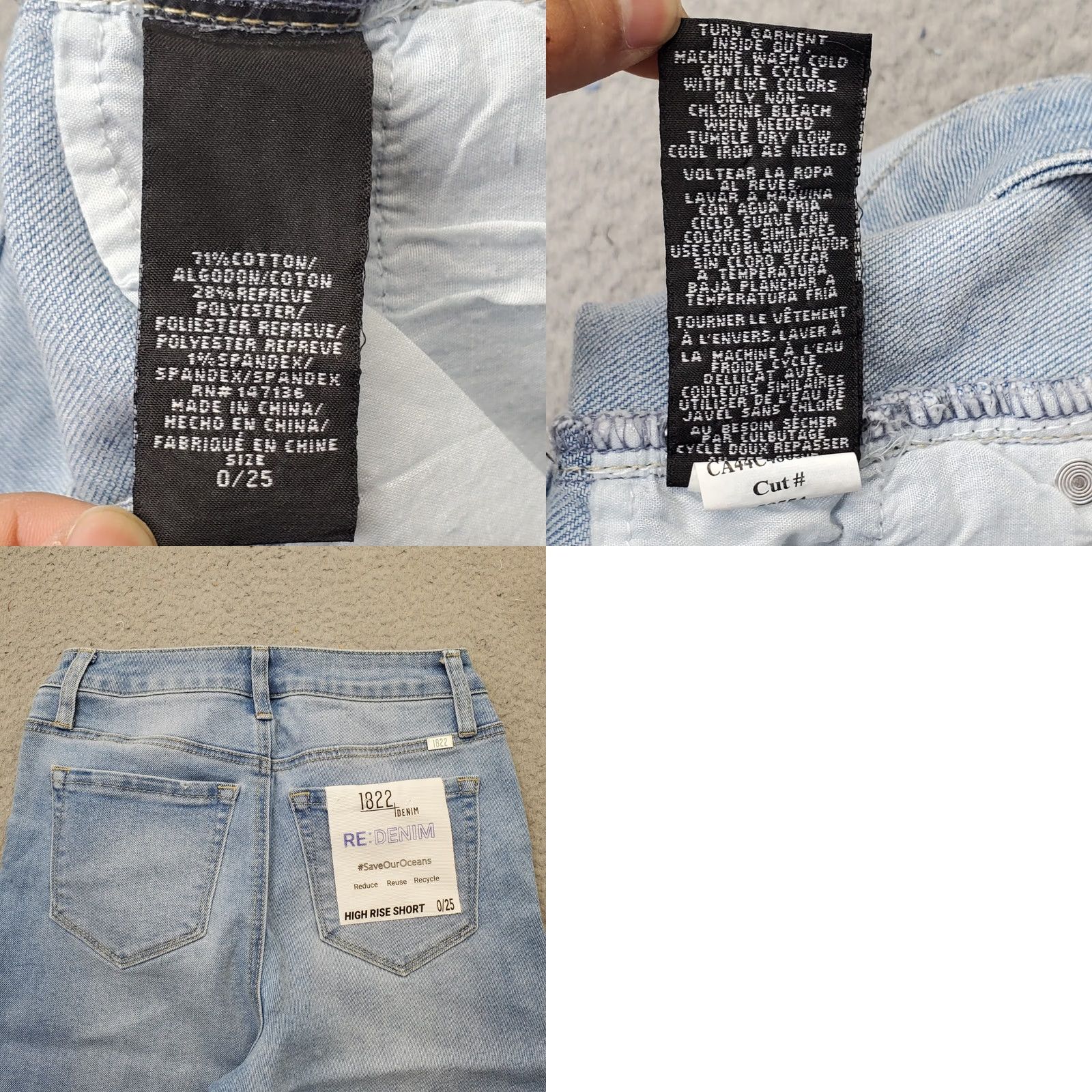 Vintage 1822 Denim Womens Size 0 Blue Mid Thigh Shorts Distressed High Rise Bermuda Stretch Denim Shorts Size 25" / US 0 / IT 36 - 8 Thumbnail