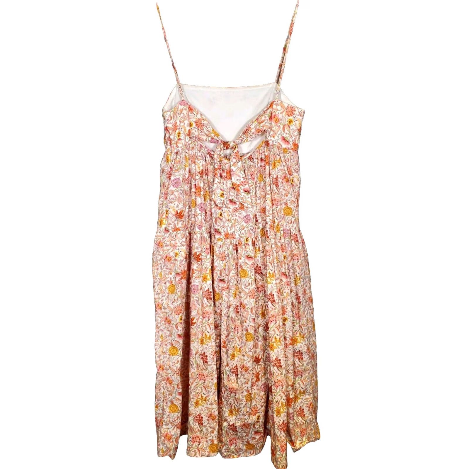 J.Crew J.Crew Floral Midi Dress Liberty Garden of Life Fabric Women's 2 A-Line Sleeveless Square Neck Multicolor 100% Cotton Tiered Ruffle Zip Knitted? Size XS / US 0-2 / IT 36-38 - 6 Thumbnail