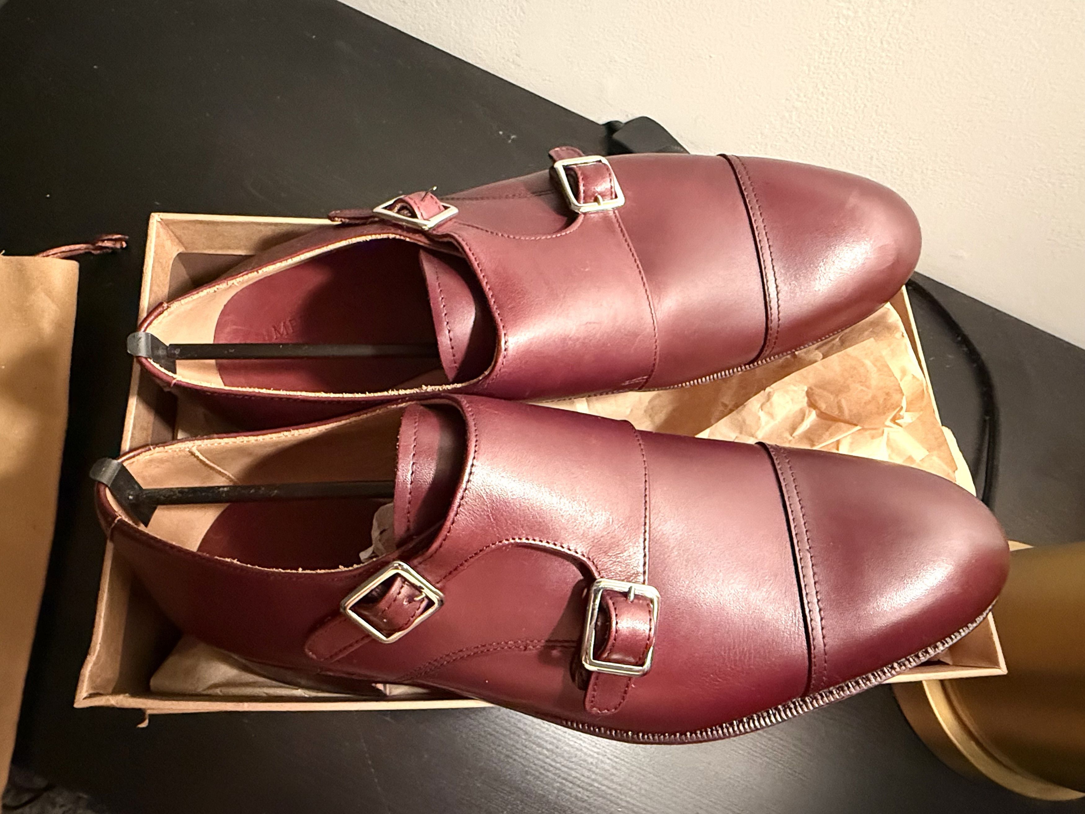 Meermin Meermin Burgundy Calf Double Monks, US 9 / UK 8 Size US 9 / EU 42 - 5 Thumbnail