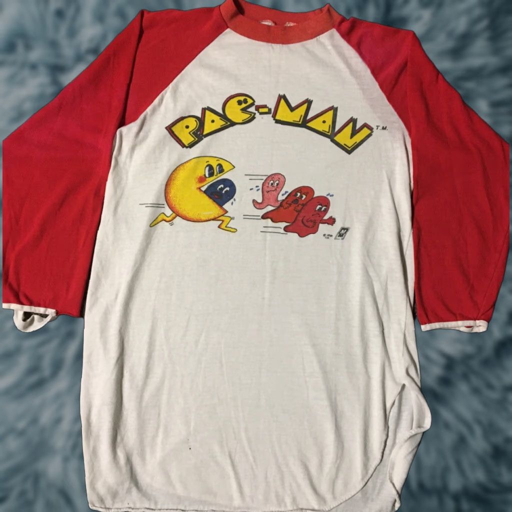 Vintage VINTAGE Pac-Man Raglan Shirt M Red 80s 90s Retro Cartoon Nintendo Atari Space Video Game Theme Mens Size US M / EU 48-50 / 2 - 1 Thumbnail