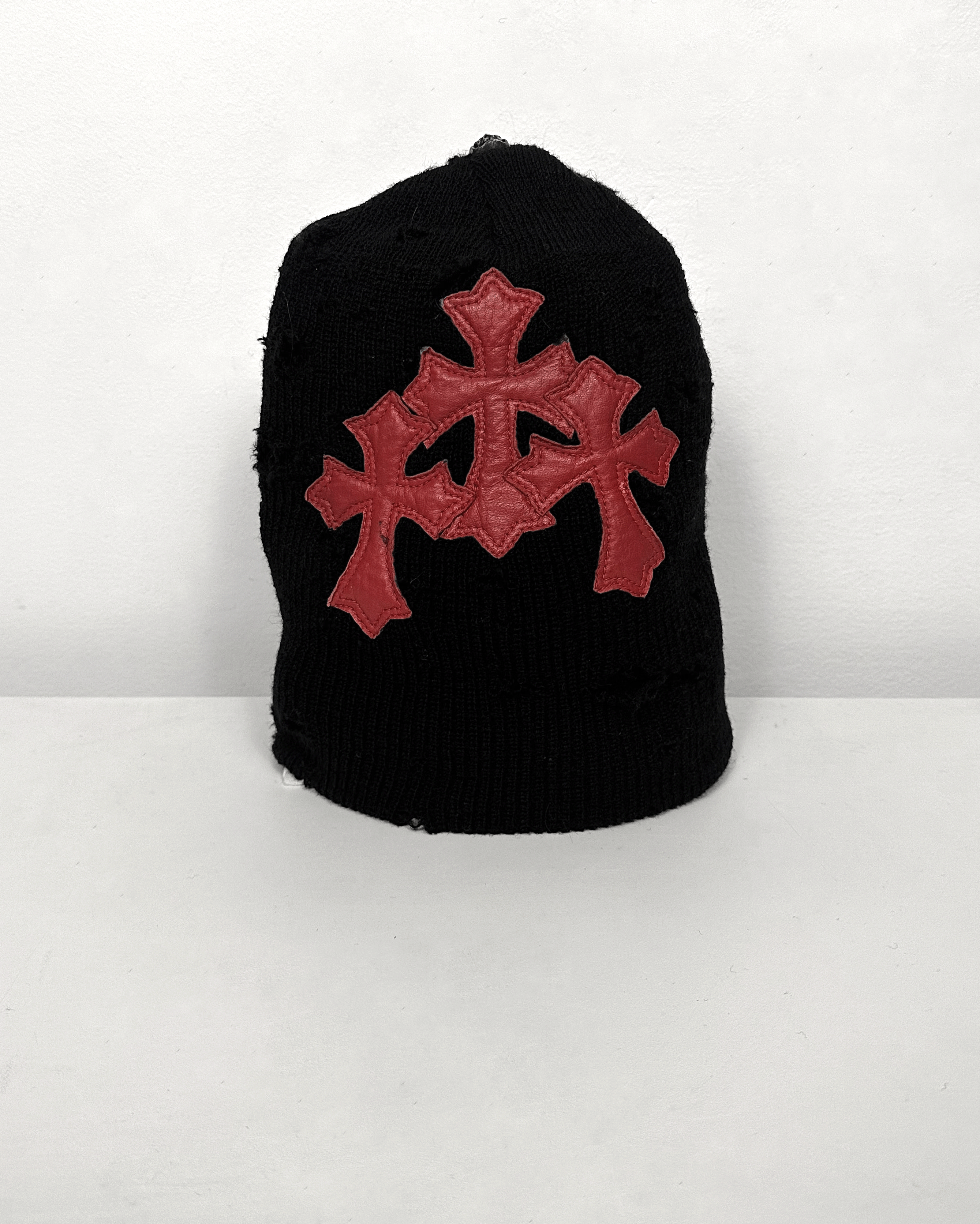 A&G Rock A&G Amal Guessous Rock Couture Distressed Cross Patch Beanie Size ONE SIZE - 2 Thumbnail