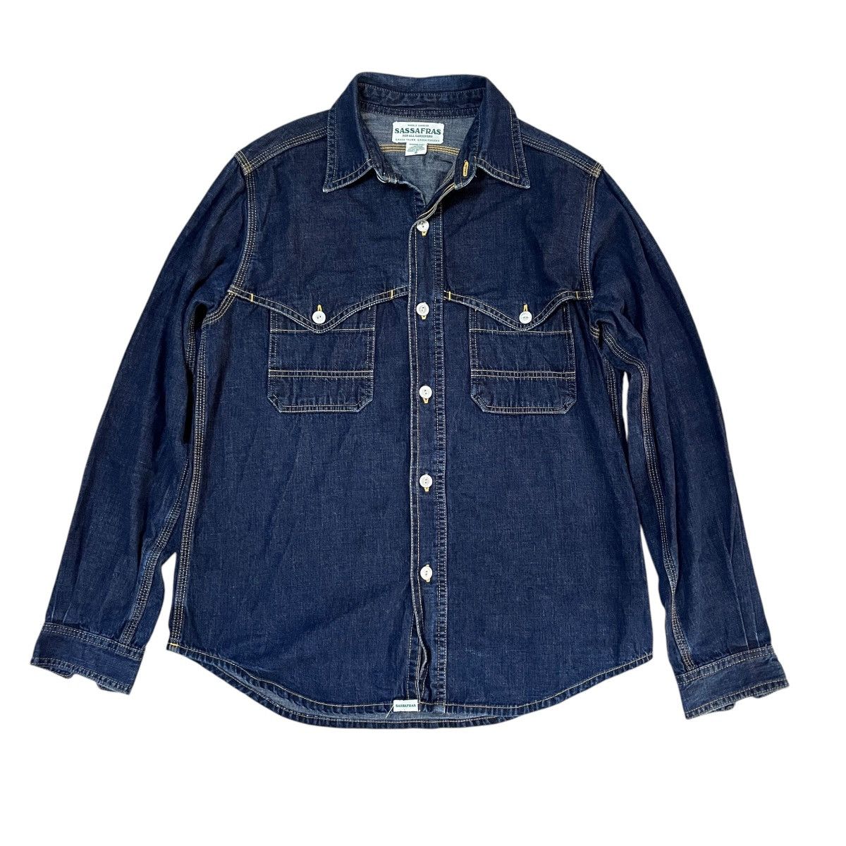 Japanese Brand × Sassafras Sassafras Japan Whole Garden Denim Shirt Size US M / EU 48-50 / 2 - 1 Thumbnail