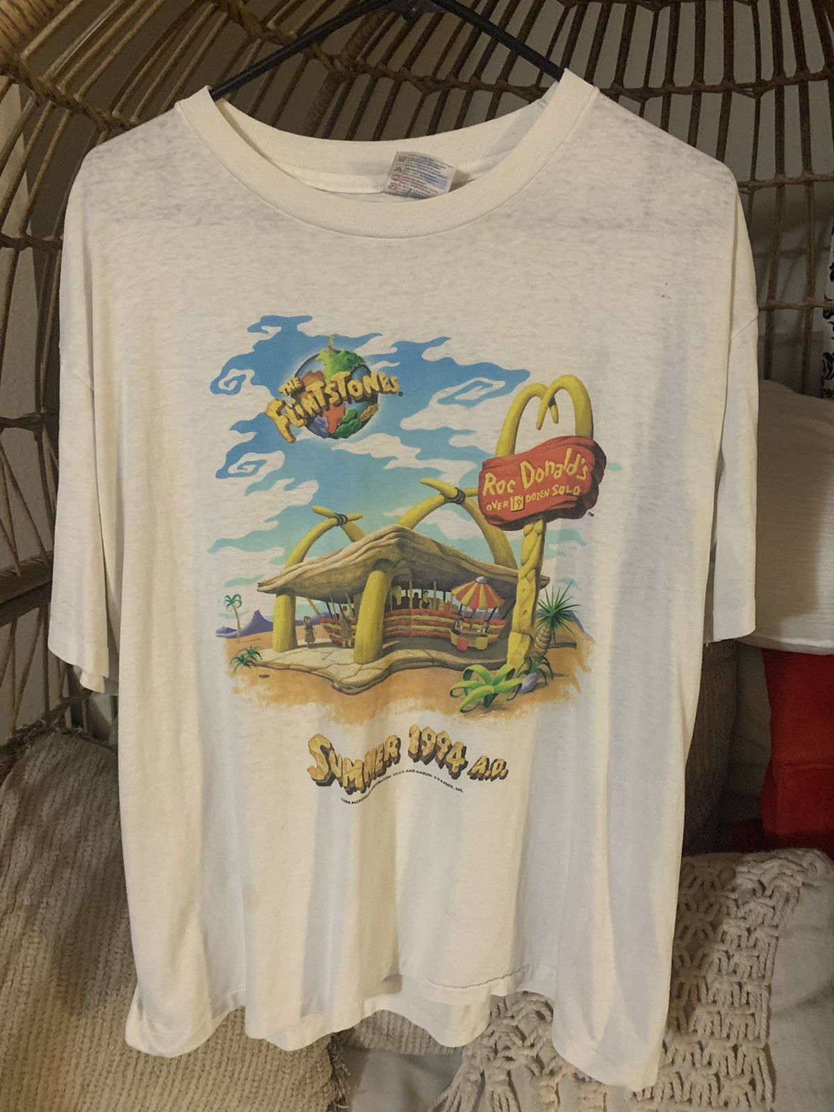 Vintage Flint stones 1994 summer shirt Size US XL / EU 56 / 4 - 1 Thumbnail