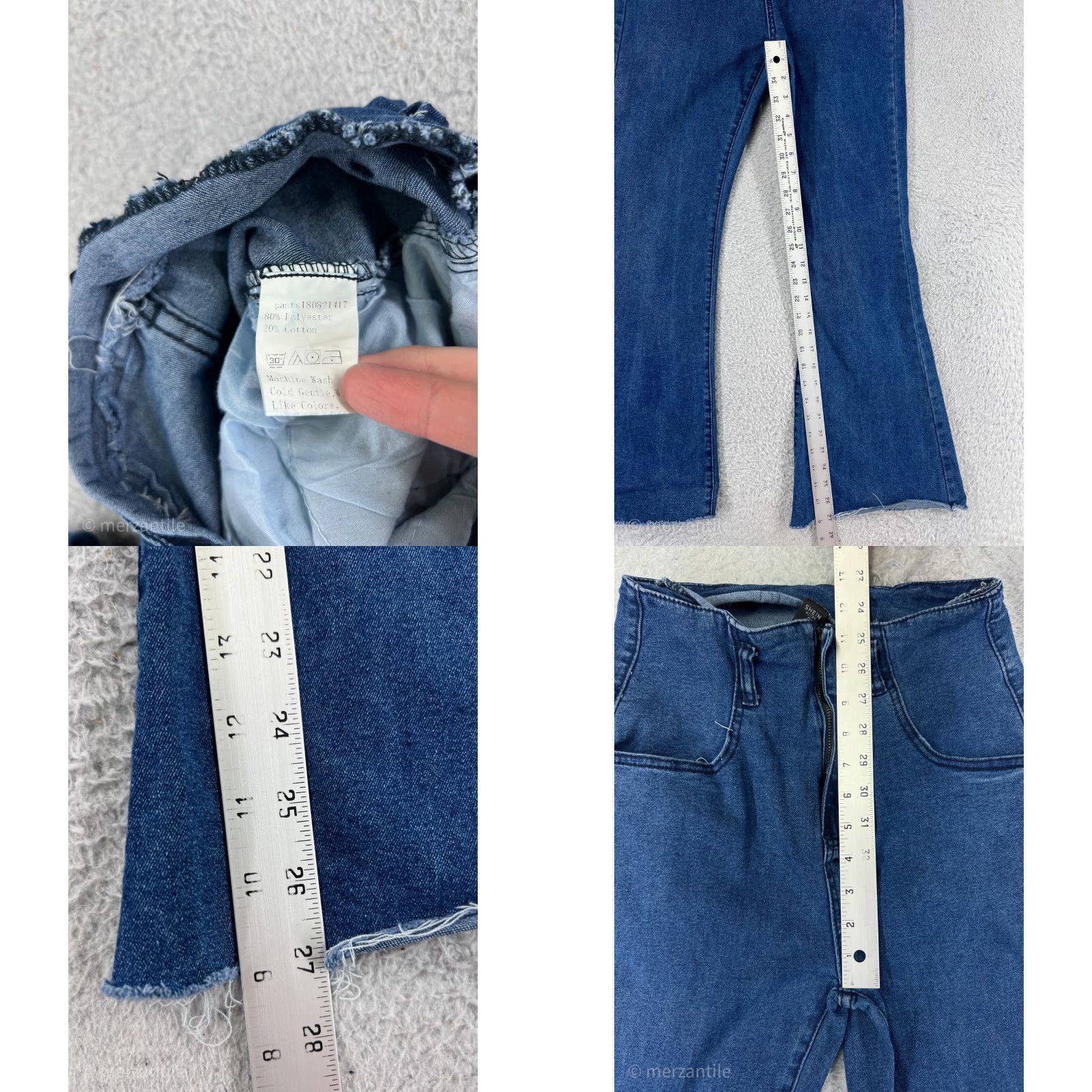 Shein SHEIN Jeans Shirt Womens Small Blue Denim Flared High Rise 27 Inseam 5-Pocket Polyester Blend Size 28" / US 6 / IT 42 - 8 Thumbnail