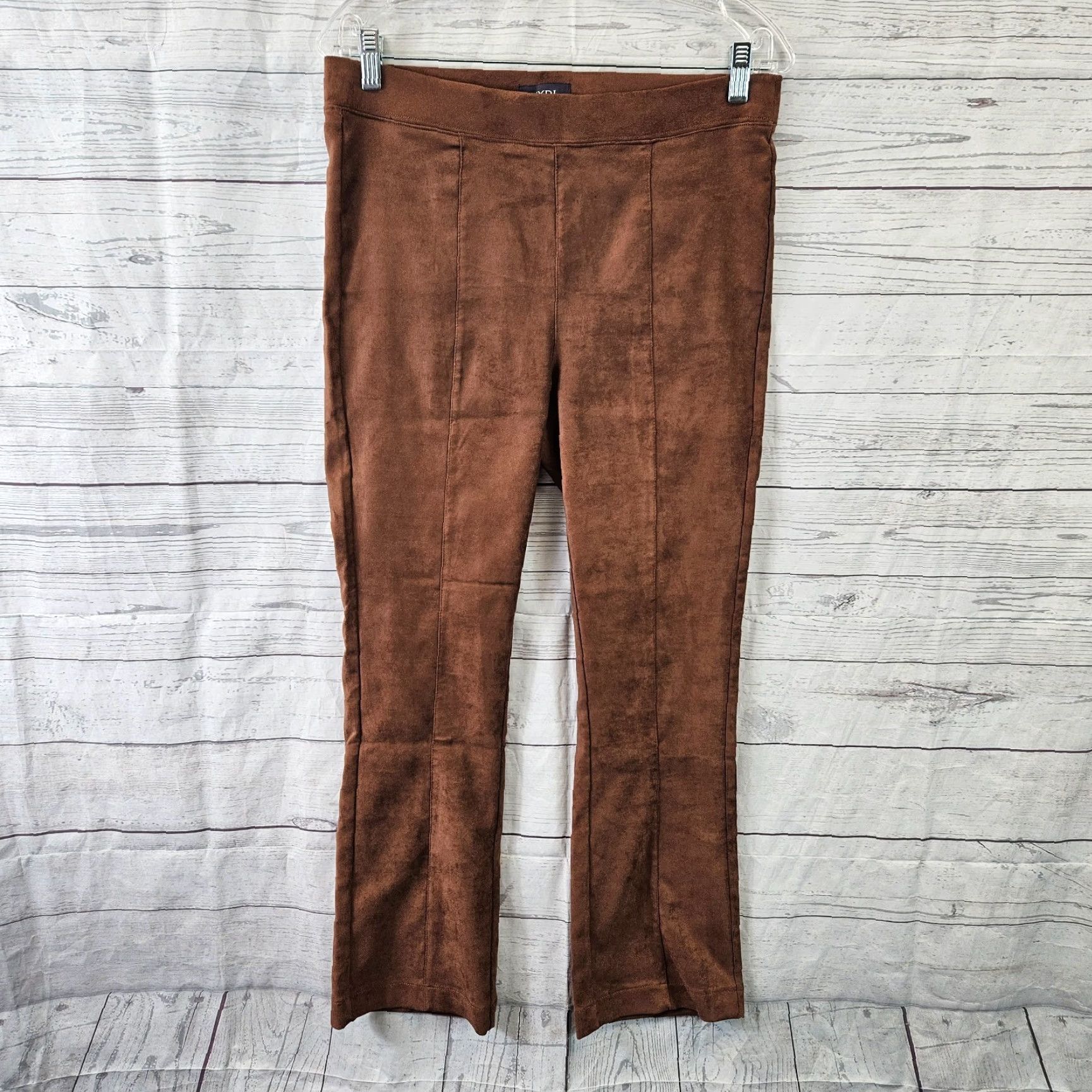 NYDJ NYDJ Womens Faux Suede Pull On Slim Bootcut Cropped Pants Sz 6 Brown Mid Rise Pul On Bootcut Cropped Pants Womens Brown NYDJ Size 28" / US 6 / IT 42 - 2 Thumbnail