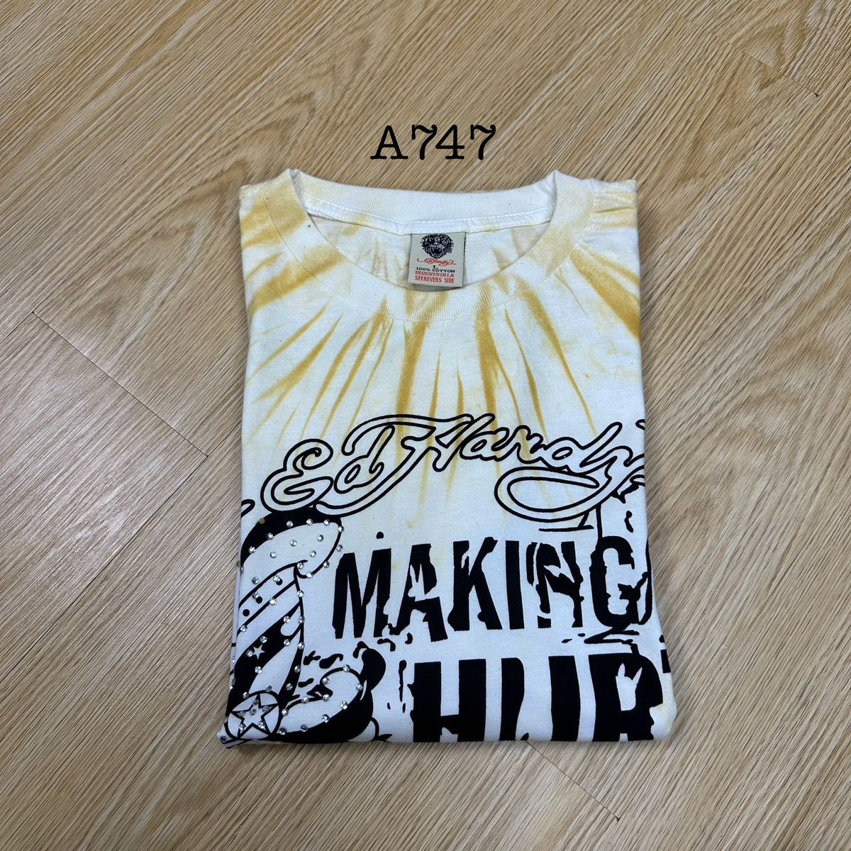 Ed Hardy Ed Hardy Tye Dye Tattoo Skull Design Tshirt A747 Size US L / EU 52-54 / 3 - 12 Thumbnail