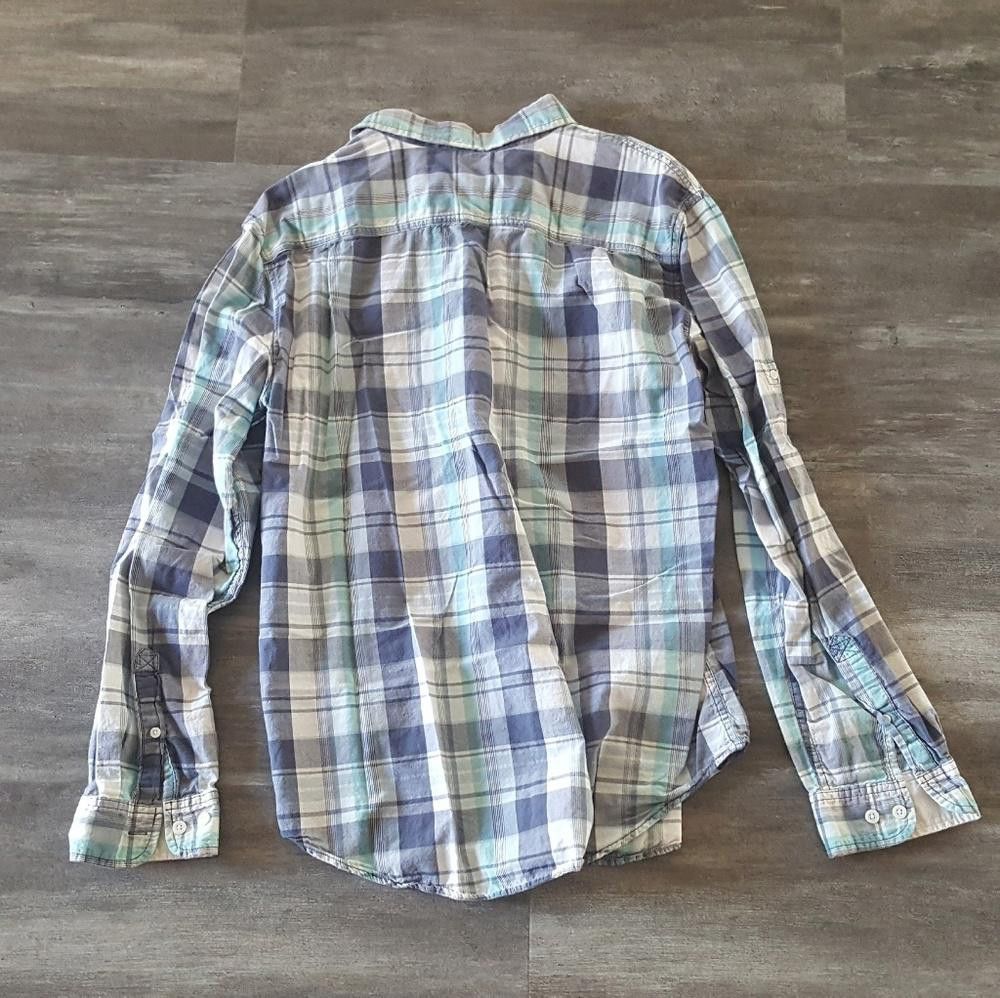 Merona White Blue Plaid Button Down Size US L / EU 52-54 / 3 - 2 Thumbnail