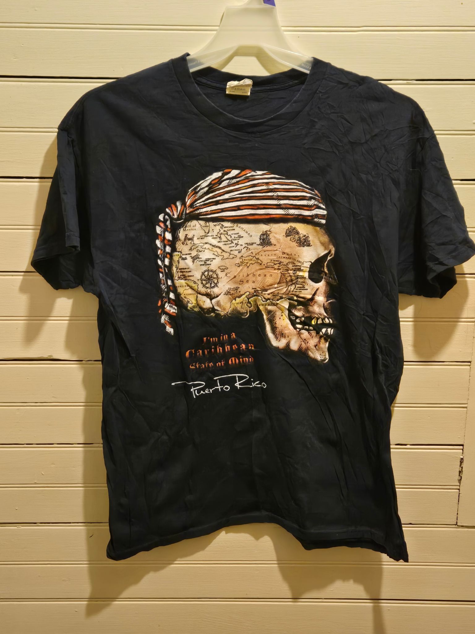 Gildan Gildan Shirt Mens L Puerto Rico Skull Map Graphic Black Size US L / EU 52-54 / 3 - 1 Thumbnail