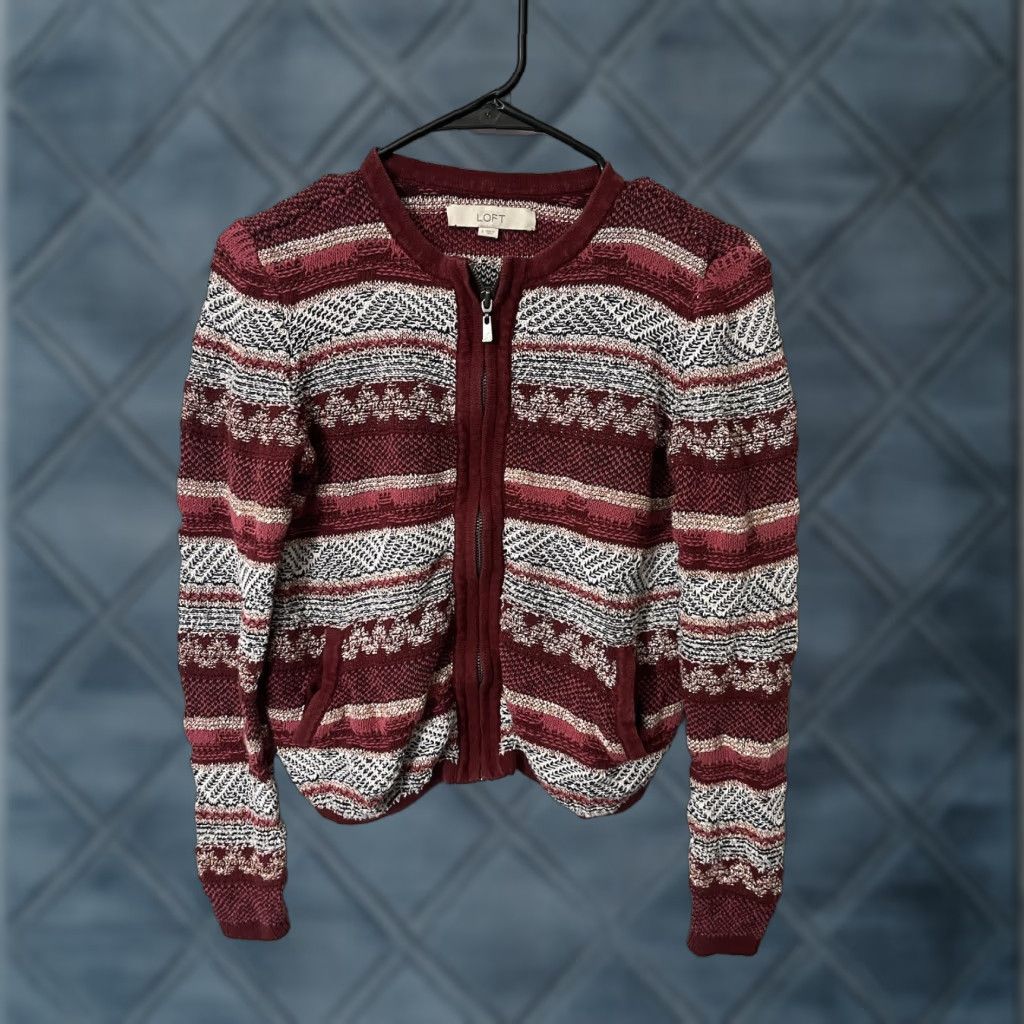 Ann Taylor LOFT Ann Taylor Full Zip Up Cardigan Sweater Red Womens Size Small Size S / US 4 / IT 40 - 1 Thumbnail