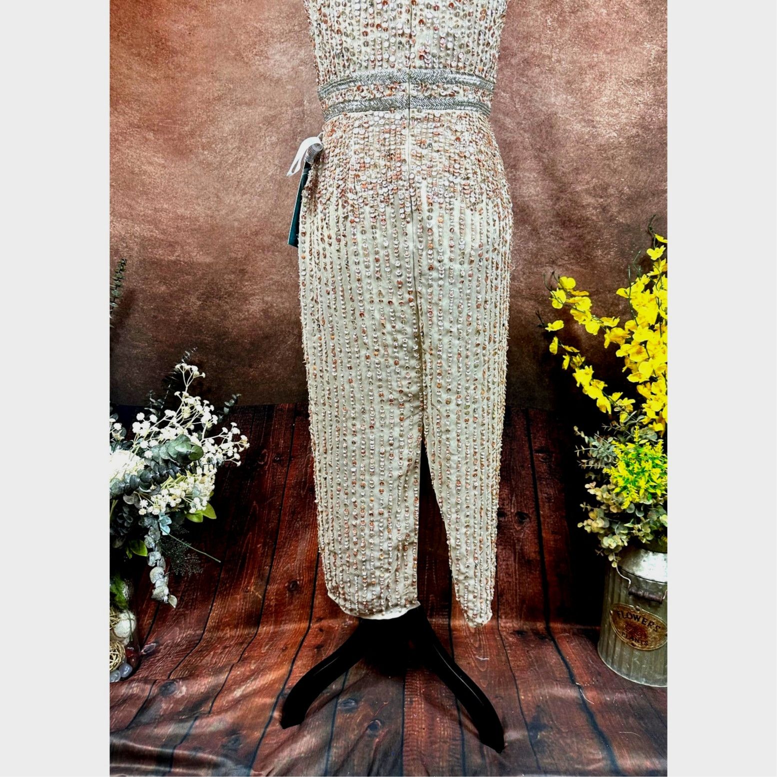 Other Mac Duggal Sleeveless High Neck Beaded Midi Dress Nude 4 Size S / US 4 / IT 40 - 12 Thumbnail