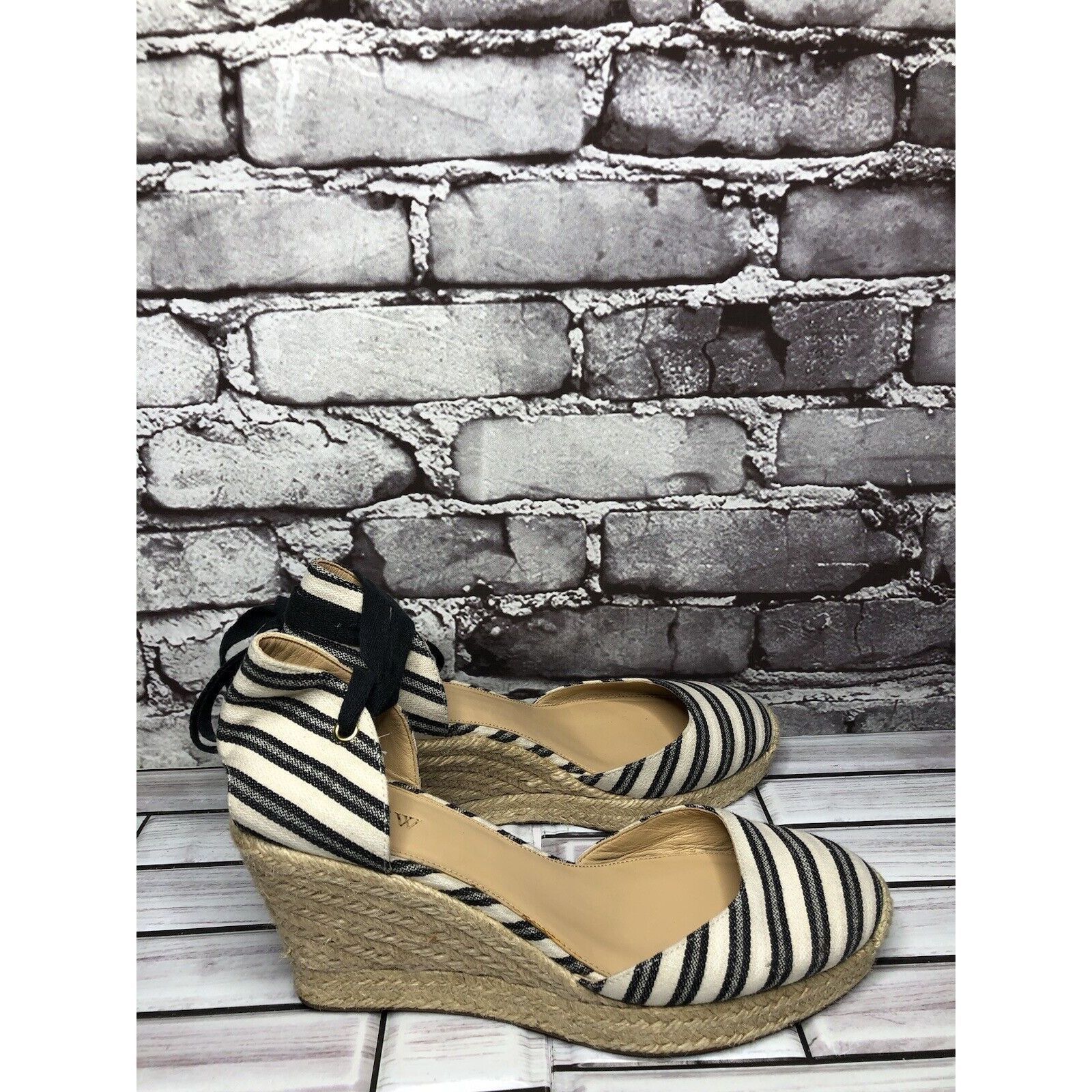 J.Crew J.CREW Eloise Blue Striped Fabric Espadrilles Wedge Ankle Wr Size US 7.5 / IT 37.5 - 13 Thumbnail