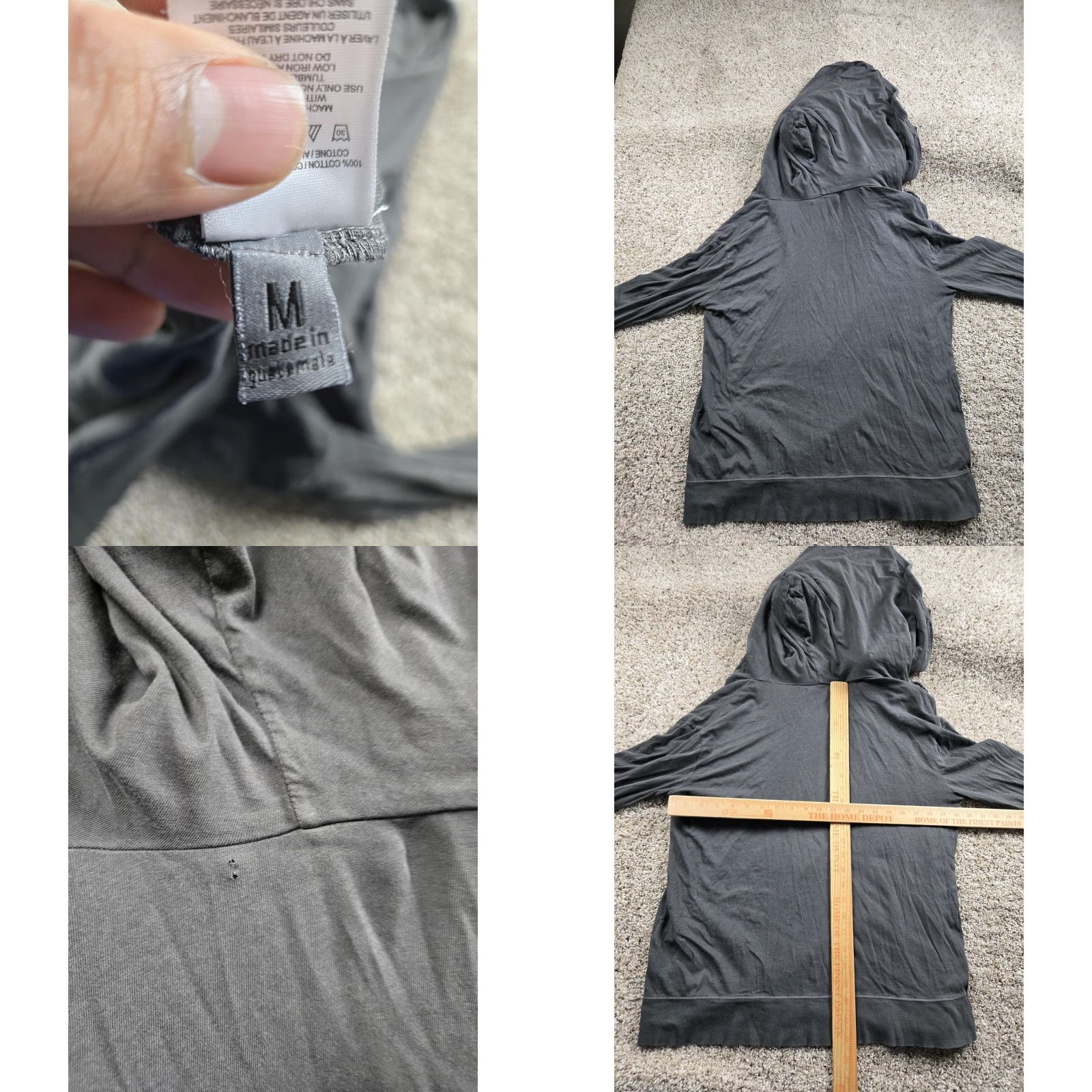 Vintage We The Free Shirt Womens Medium Gray Hooded Long Sleeve Open Front Lightweight Size M / US 6-8 / IT 42-44 - 8 Thumbnail