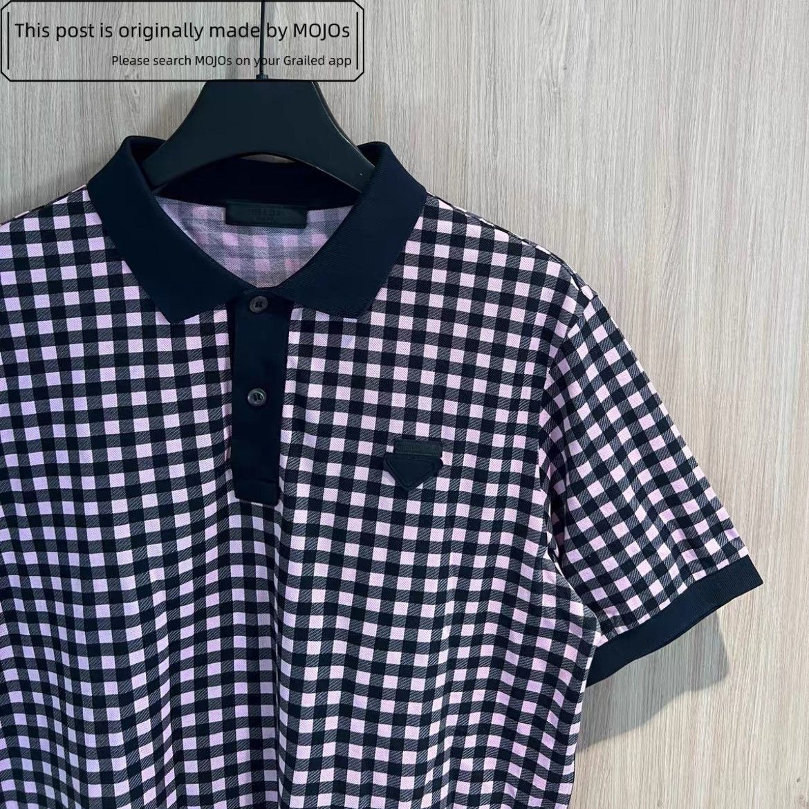 Prada Prada triangle label black pink plaid polo Size US XL / EU 56 / 4 - 3 Thumbnail