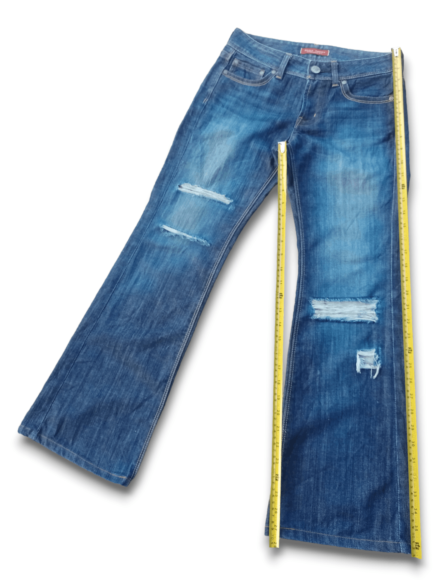 Japanese Brand Vintage Japanese Brand Blue Wash Distressed Flare Jeans Size US 28 / EU 44 - 9 Thumbnail