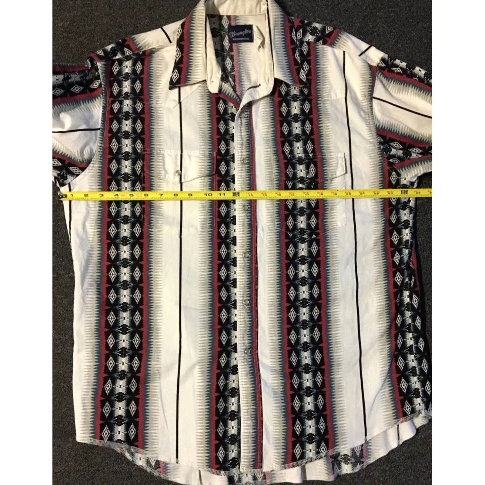 Wrangler VINTAGE Wrangler Striped Aztec Pearl Snap Shirt XL Western Cowboy Grunge AOP 80s 90s Size US XL / EU 56 / 4 - 5 Thumbnail