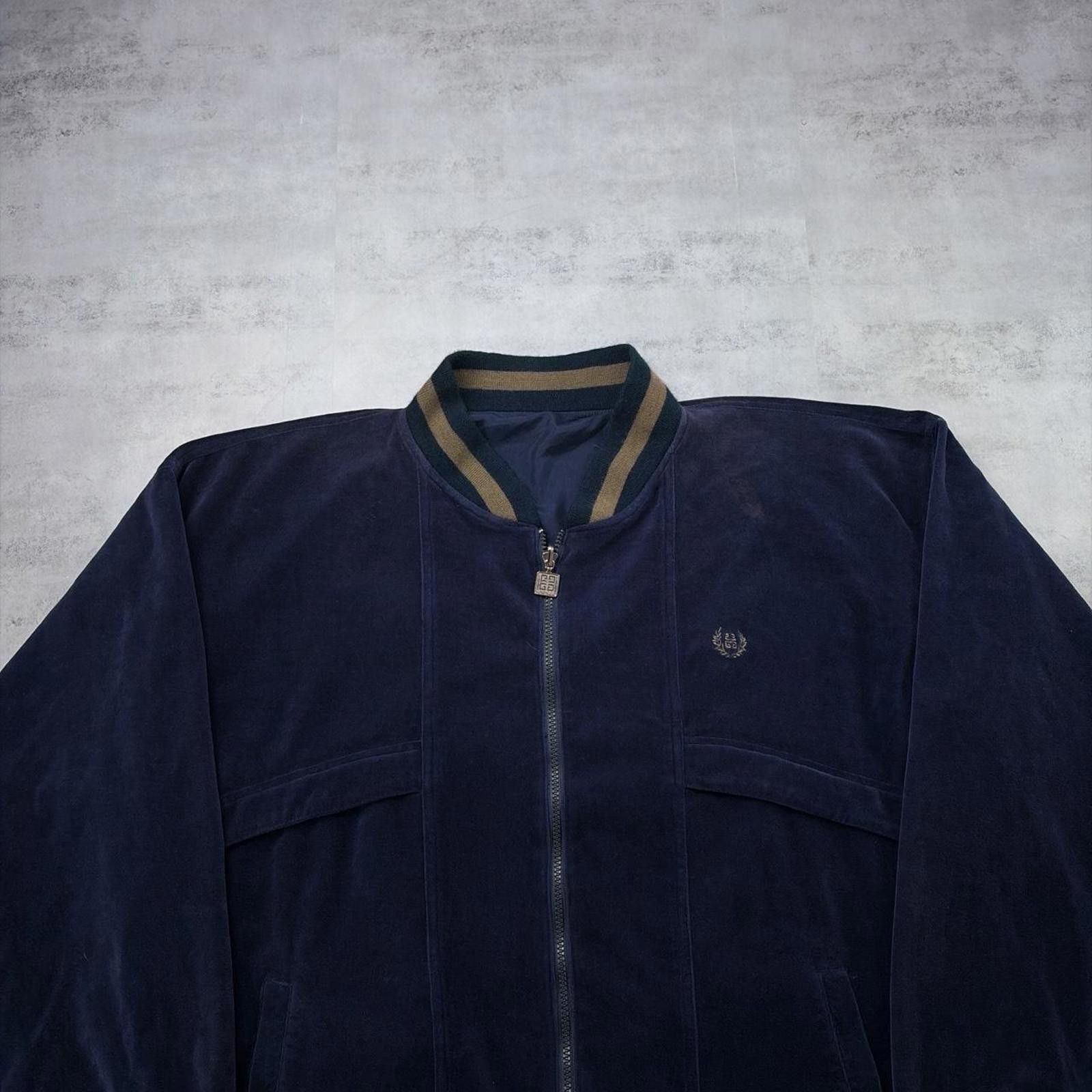Givenchy Vintage 90’s Navy Givenchy Deadstock Silk Velour Jacket Size US XL / EU 56 / 4 - 2 Thumbnail