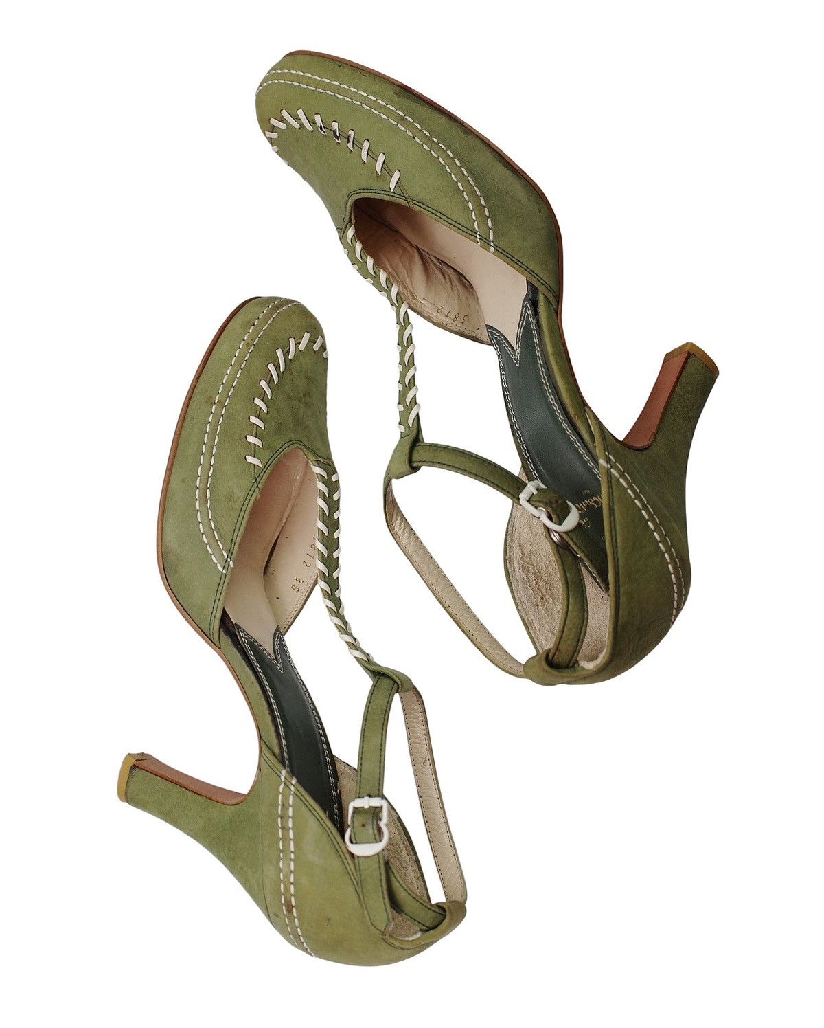 Vivienne Westwood 2000S VIVIENNE WESTWOOD ACQUIS SOLES GREEN STITCH HEELS Size US 6 / IT 36 - 3 Thumbnail