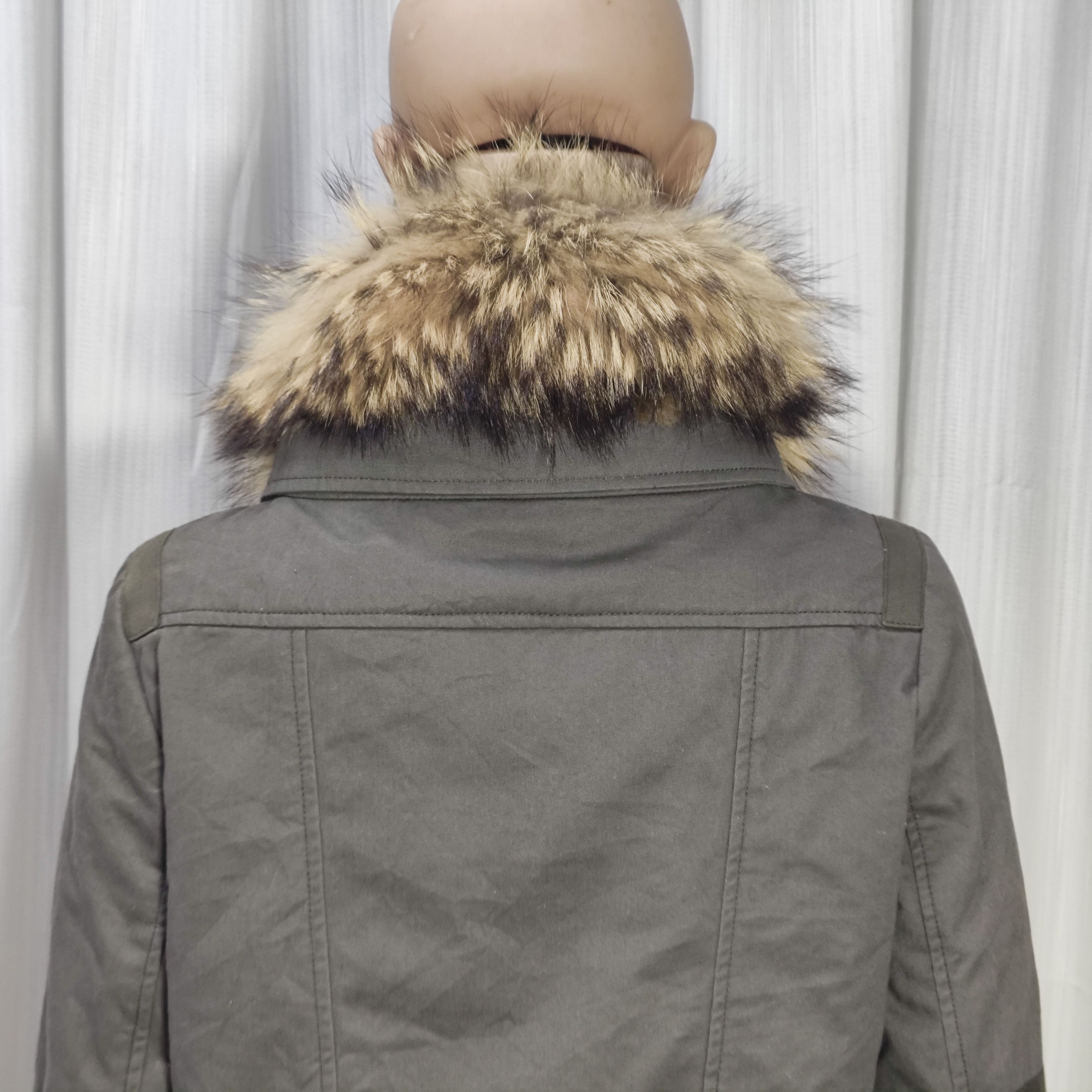 Yves Salomon ARMY Yves Salomon Cement Grey Khaki Fur Zip Up Jacket Size XS / US 0-2 / IT 36-38 - 7 Thumbnail