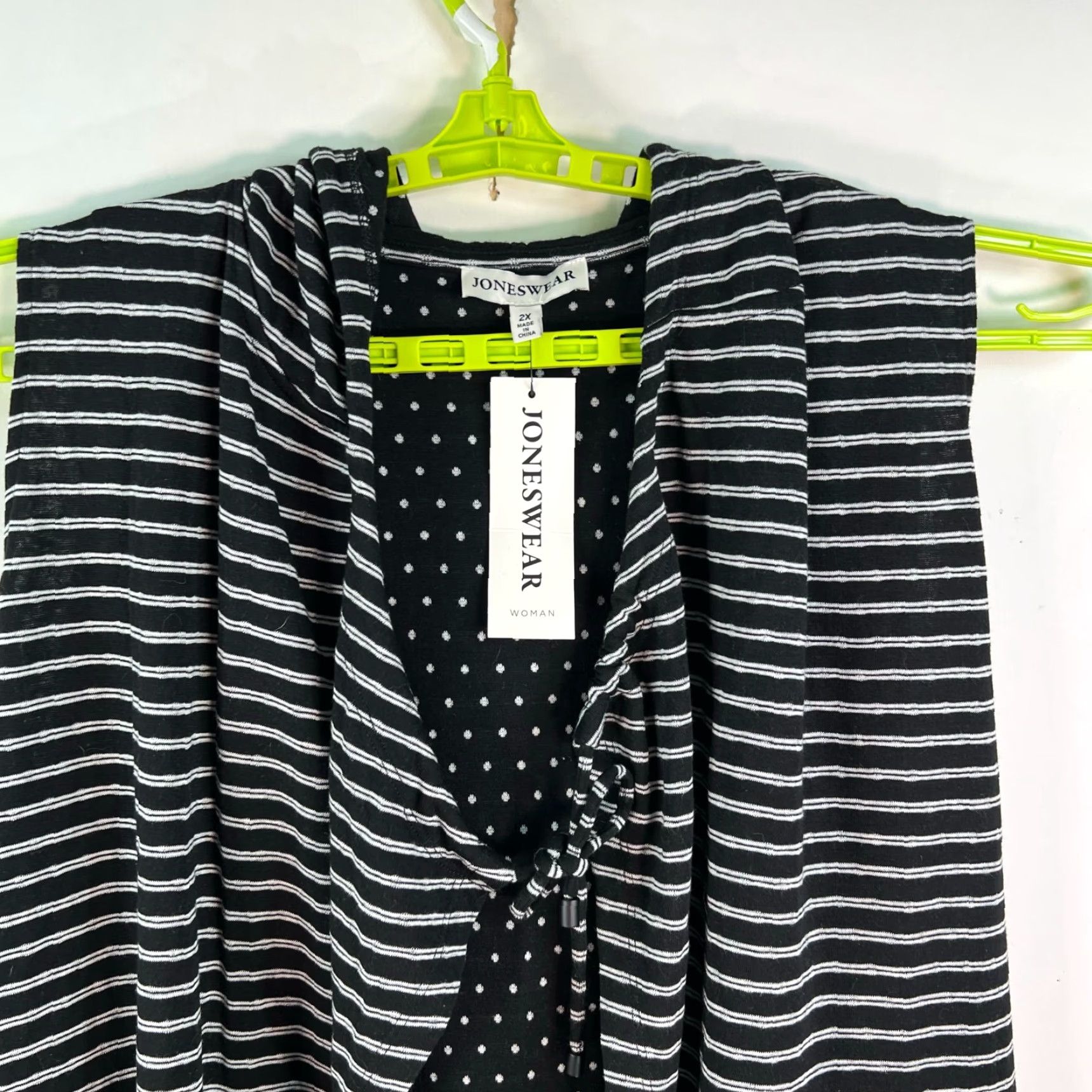 Vintage Joneswear Cardigan Womens 2XL Black White Drape Wrap Vest Size XXL / US 16-18 / IT 52-54 - 2 Thumbnail