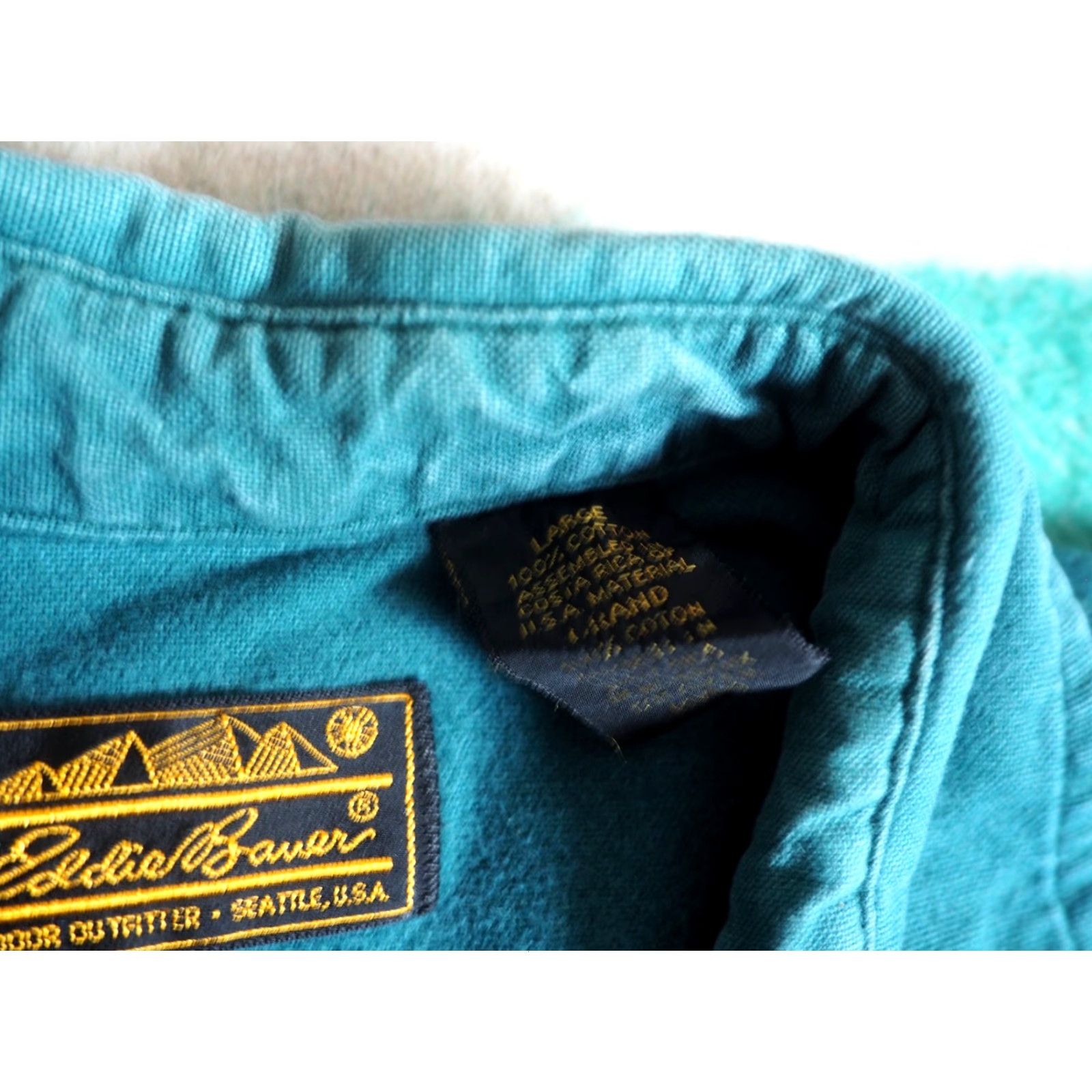 Eddie Bauer VTG Eddie Bauer Shirt Mens L Green Chamois Cloth Pocket Outdoor Button-Front 1990s Grunge Size US L / EU 52-54 / 3 - 5 Thumbnail