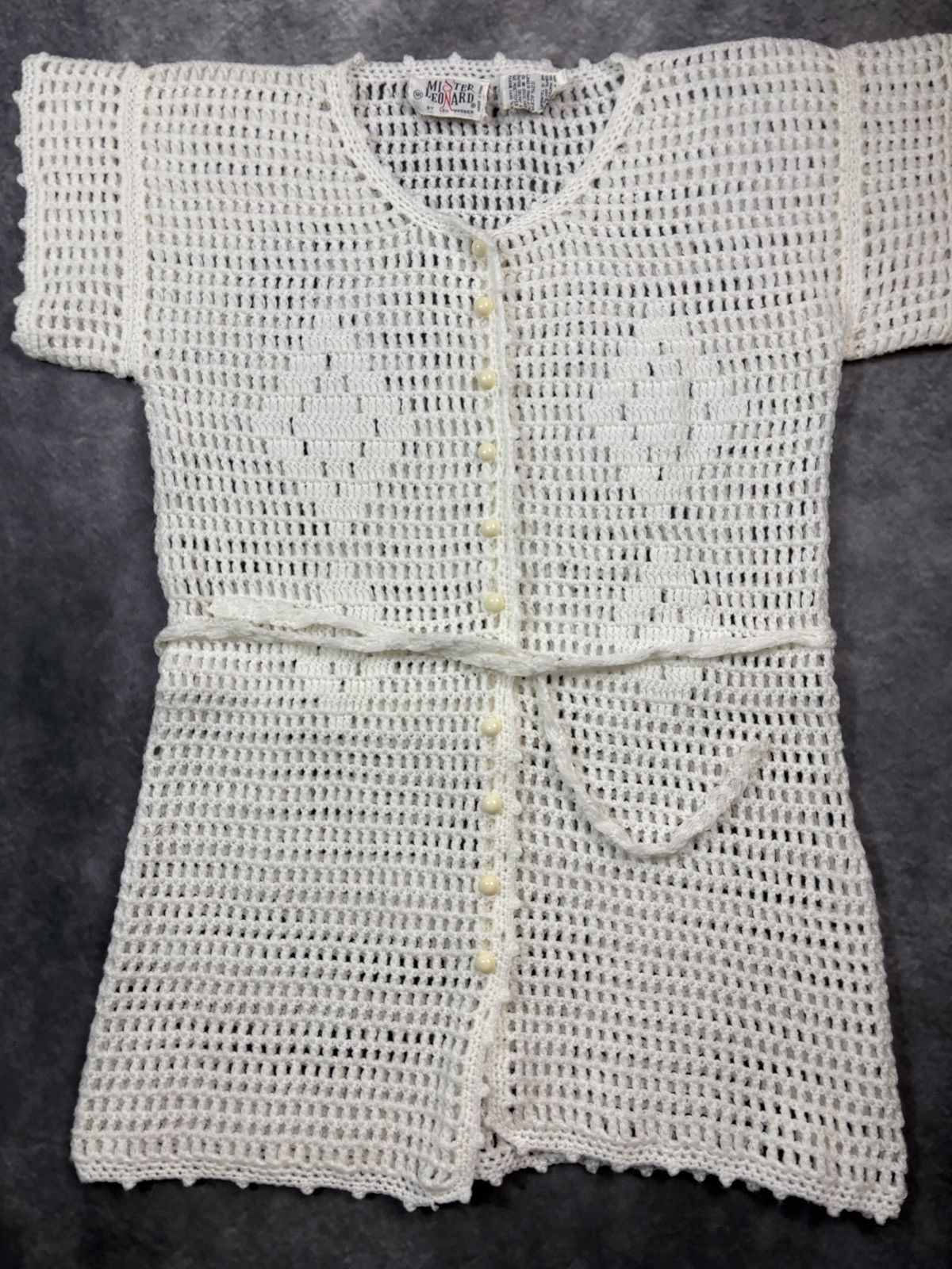 Vintage 1970s Vintage Belted Shortsleeve Loose Knit Shirt Crochet 70 Size S / US 4 / IT 40 - 5 Thumbnail