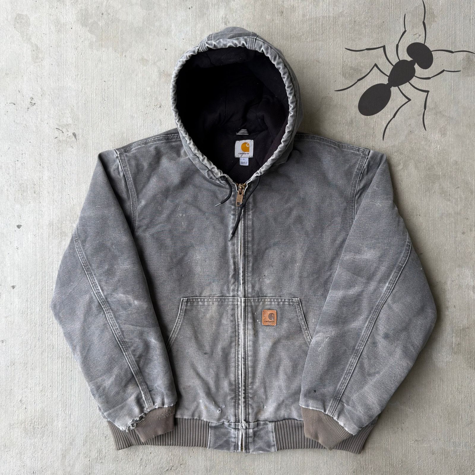Carhartt × Vintage Carhartt J130 GVL Gray hooded work wear jacket Size US L / EU 52-54 / 3 - 1 Thumbnail