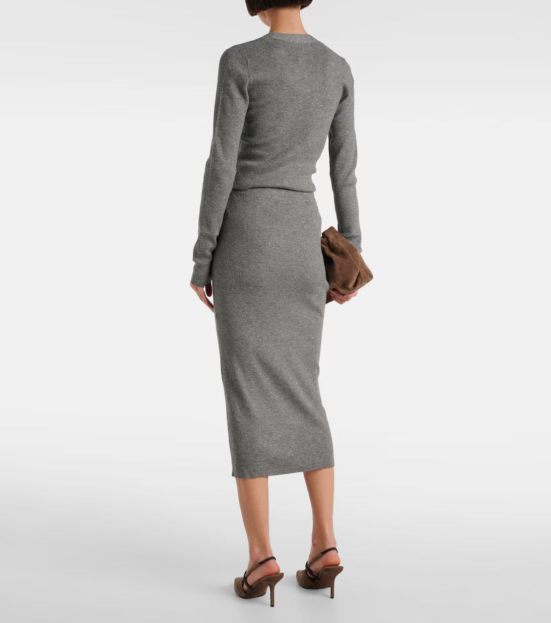 Brunello Cucinelli o1y0725 Midi Skirt in Gray Size 28" / US 6 / IT 42 - 4 Thumbnail