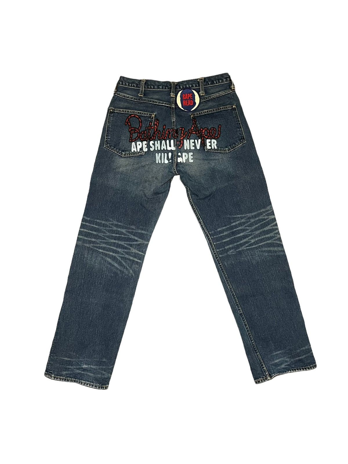 image of Bape x Nigo A Bathing Ape Head Nego Era Jeans in Denim, Men's (Size 34)