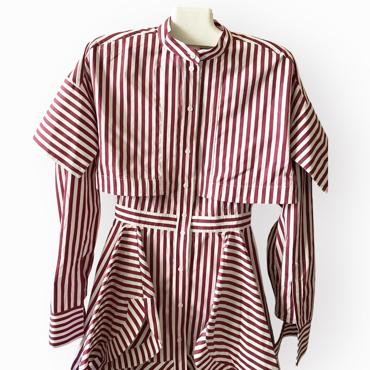 Alexander McQueen Fall18 Runway Ruffled Striped Cotton Poplin Mini Dress Size XS / US 0-2 / IT 36-38 - 7 Thumbnail