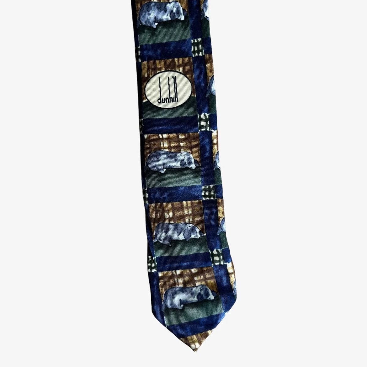 Alfred Dunhill Vintage 80s Burberry Slim Tie With Embroidered Knight Crest Size ONE SIZE - 4 Thumbnail