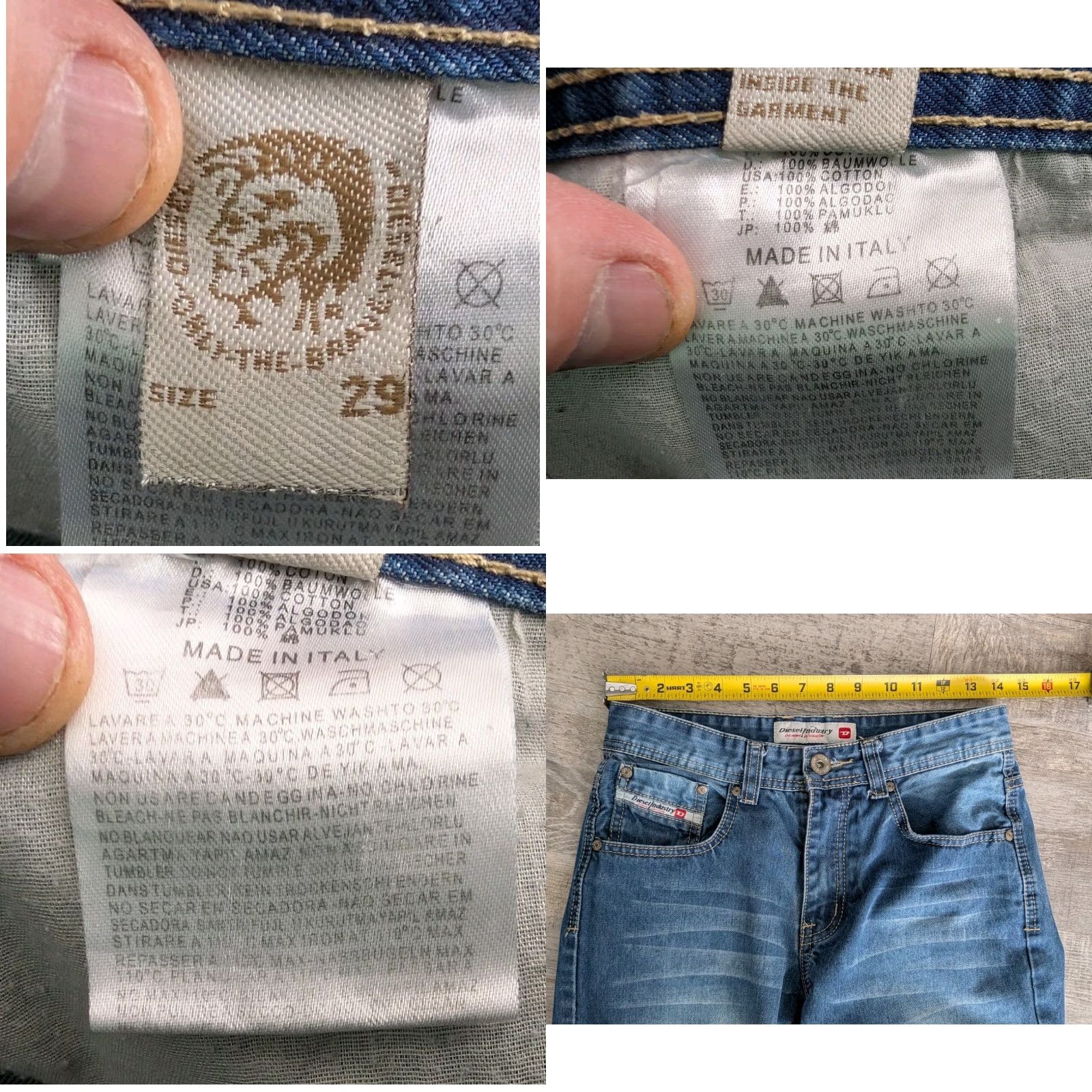 Diesel VINTAGE Diesel Women's Jeans 29 Italy Distressed Whiskered Faded 5-Pocket Denim Blue Adjustable Logo Retro 90s City Y2K Jeans Womens Size 29" - 8 Thumbnail